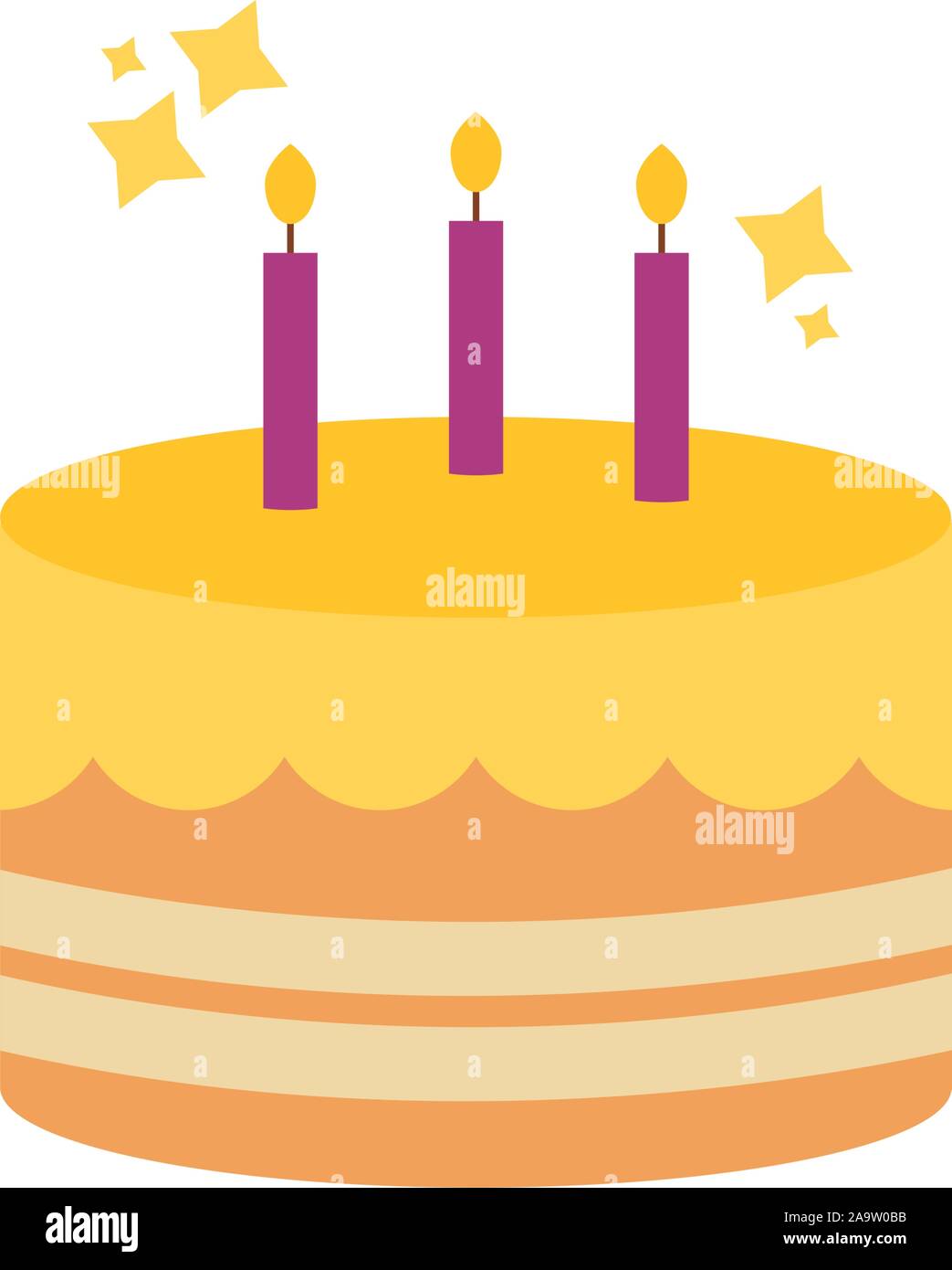 birthday cake with candles celebration party flat icon design vector ...