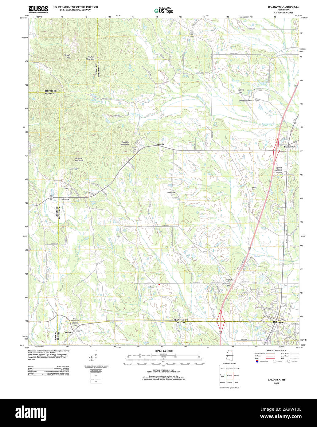 Map of baldwyn mississippi Cut Out Stock Images & Pictures Alamy