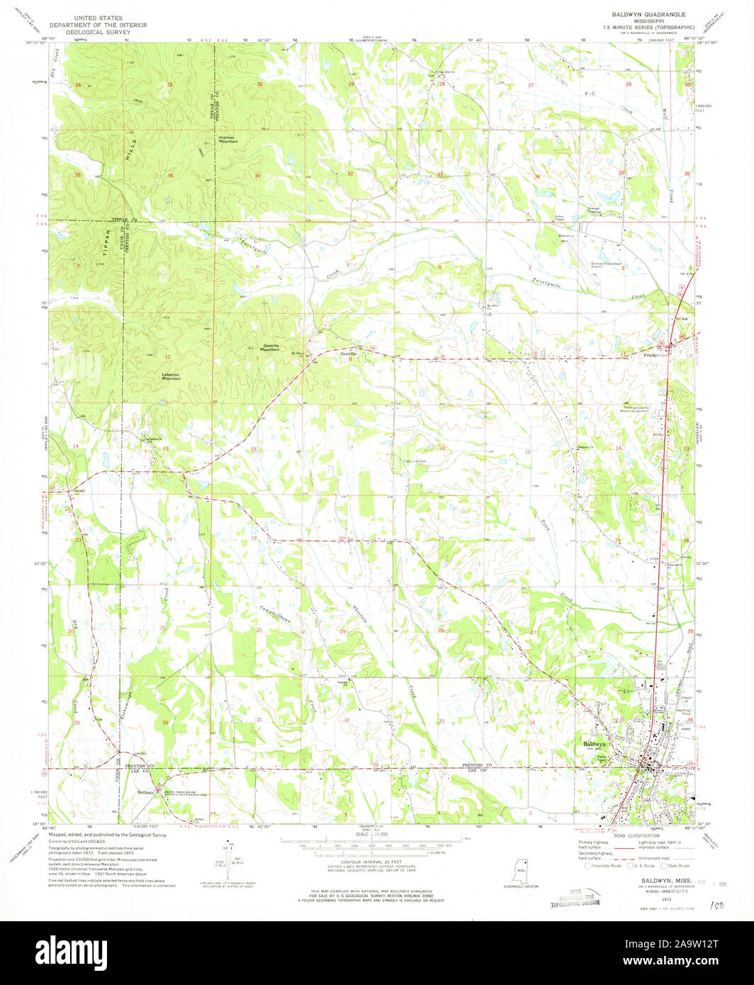Map of baldwyn mississippi hires stock photography and images Alamy