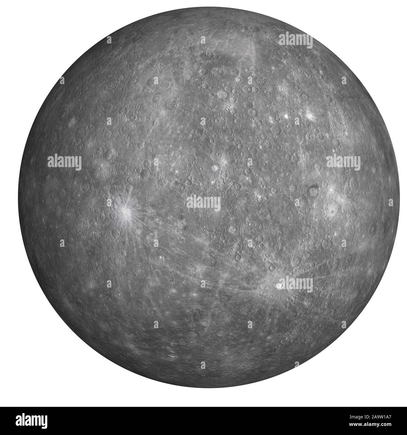High detailed Mercury Planet of solar system isolated. Elements of this image furnished by NASA. Stock Photo