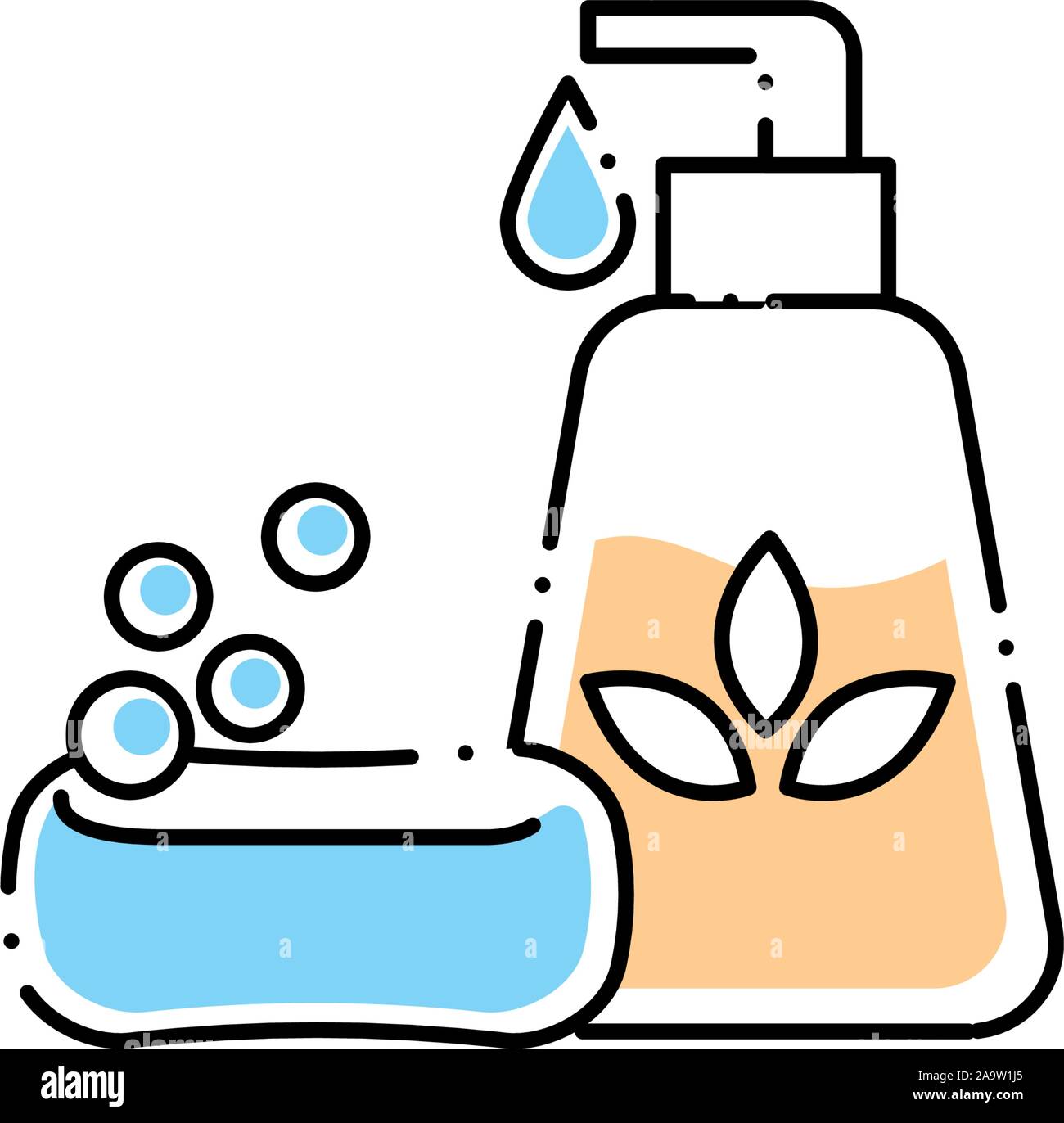 bottle with soap of spa fill style icon vector illustration design ...