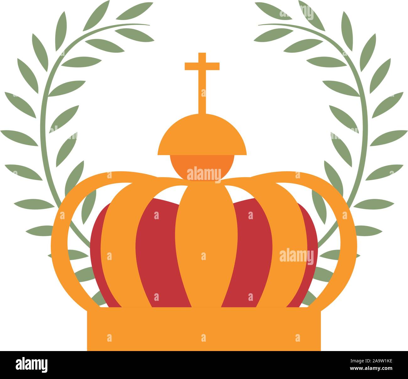 crown royalty emblem antique medieval flat design vector illustration ...