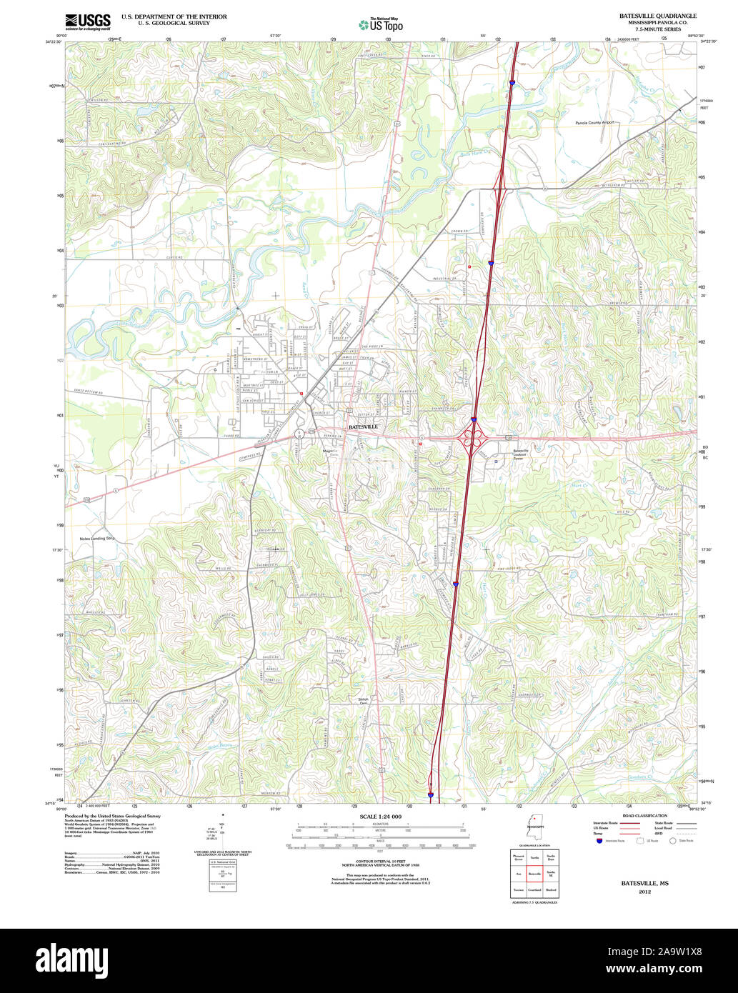 Batesville mississippi map hires stock photography and images Alamy