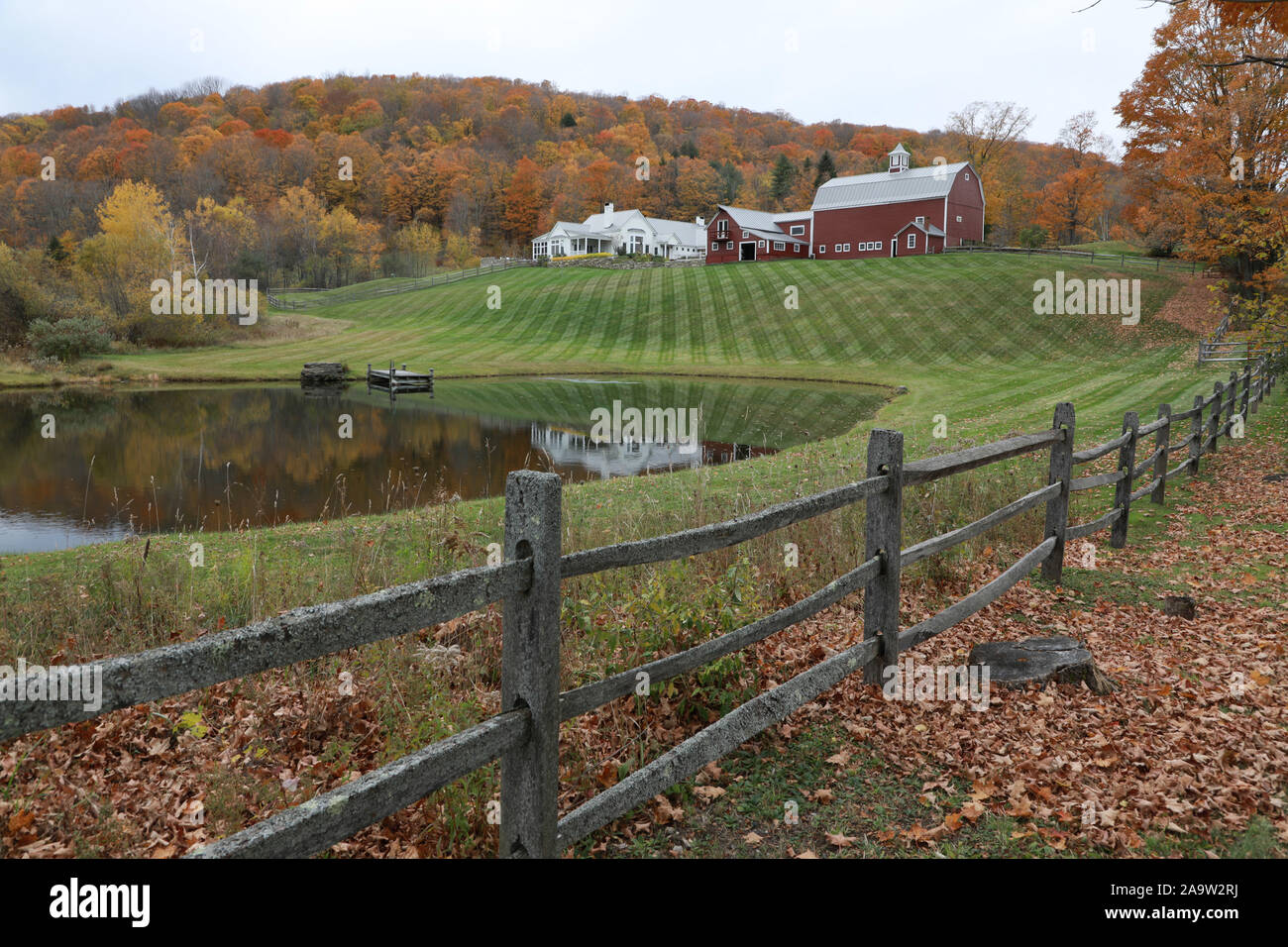 New York, USA. 20th Oct, 2019. Photo taken on Oct. 20, 2019 shows the autumn scenery in South Woodstock, Vermont, the United States. Credit: Yang Quanguo/Xinhua/Alamy Live News Stock Photo