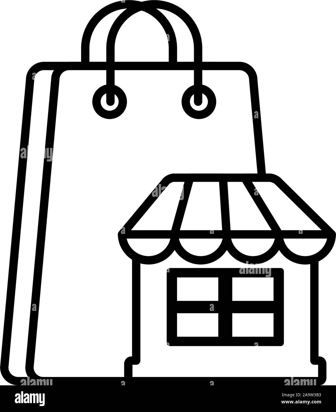 market paper bag commerce shopping line image icon illustration Stock ...