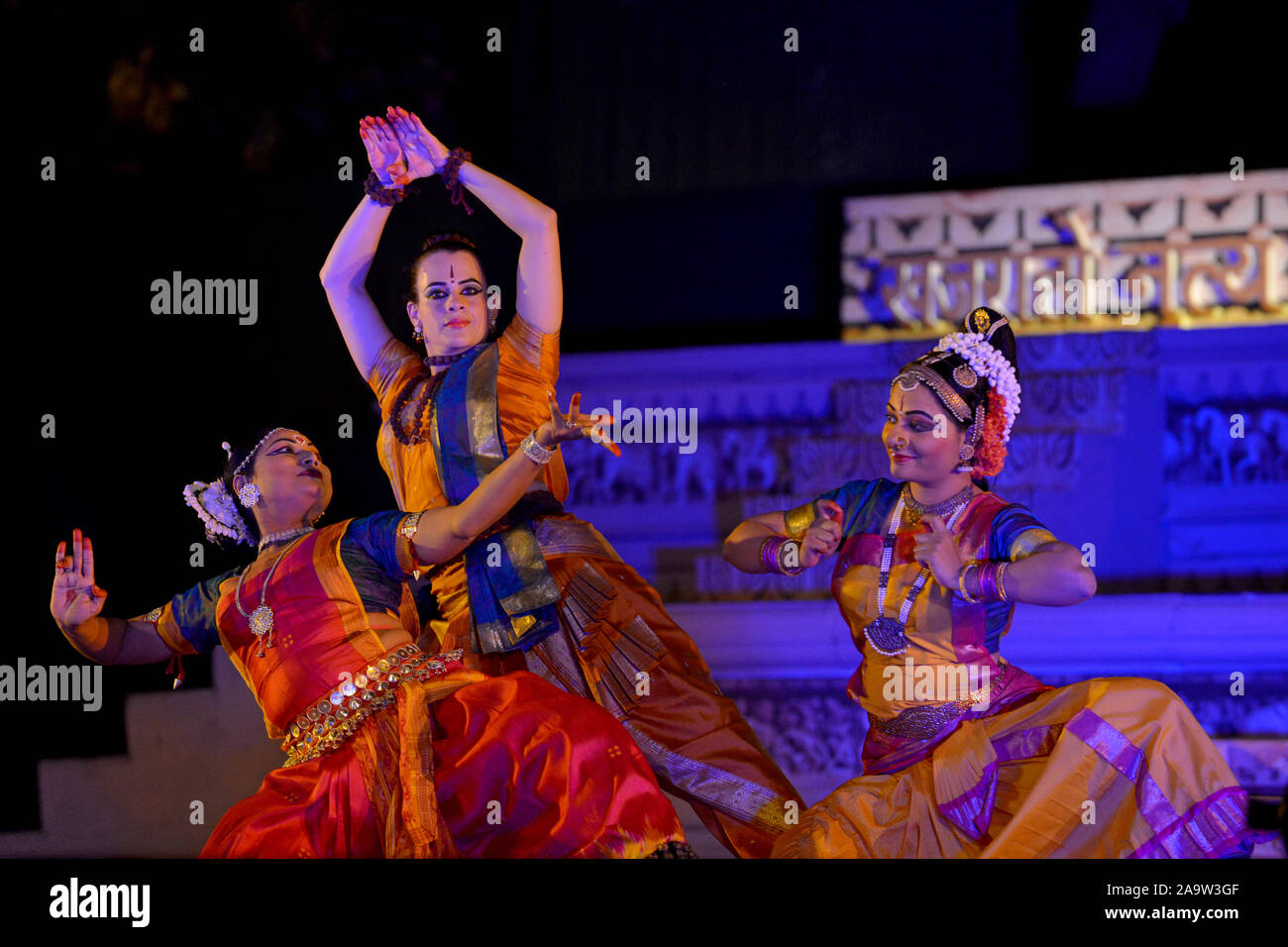 Carolina Prada, Nibedita Mohapatra, Abhinaya Nagajothy performed Chhau,  Odissi, Kuchipudi at the Khajuraho Festival of Dances February, 2014 Stock  Photo - Alamy