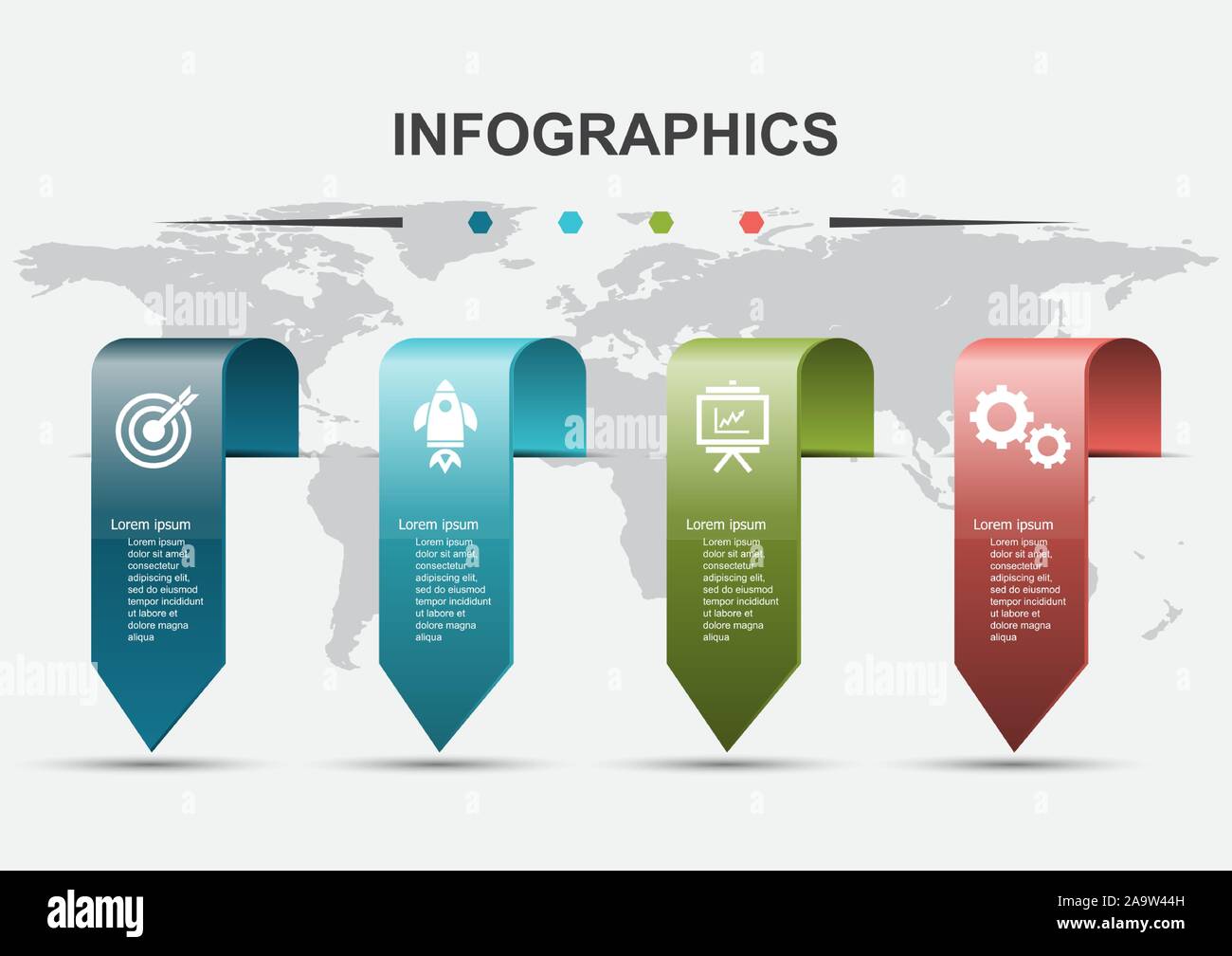 Infographic design template with gradient banners, stock vector Stock ...