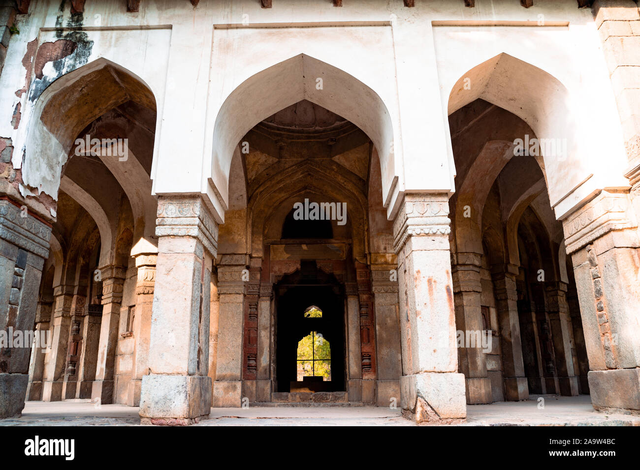 Arch details at the tomb of sikandar lodi, located in Lodi Gardens in New Delhi India Stock Photo