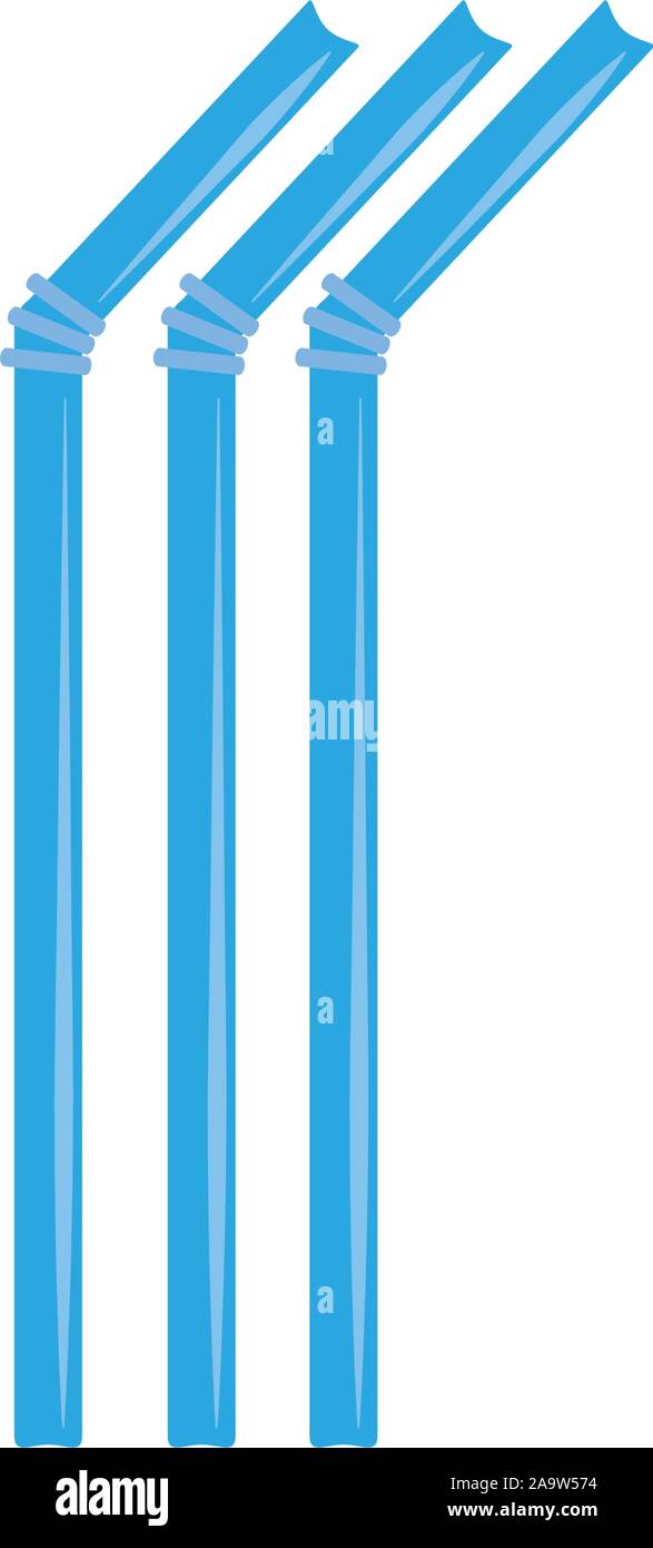 straws plastic flat icon blue vector illustration Stock Vector Image ...