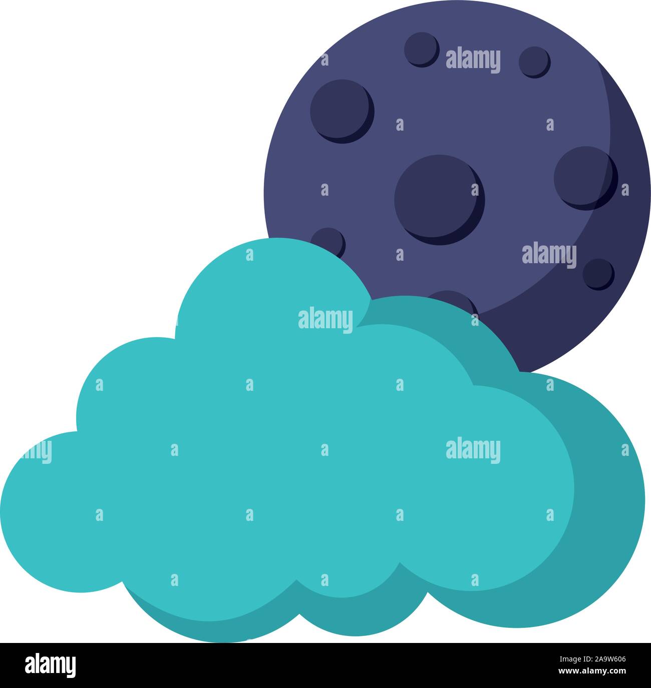 moon cloud weather astrology flat icon image vector illustration Stock ...