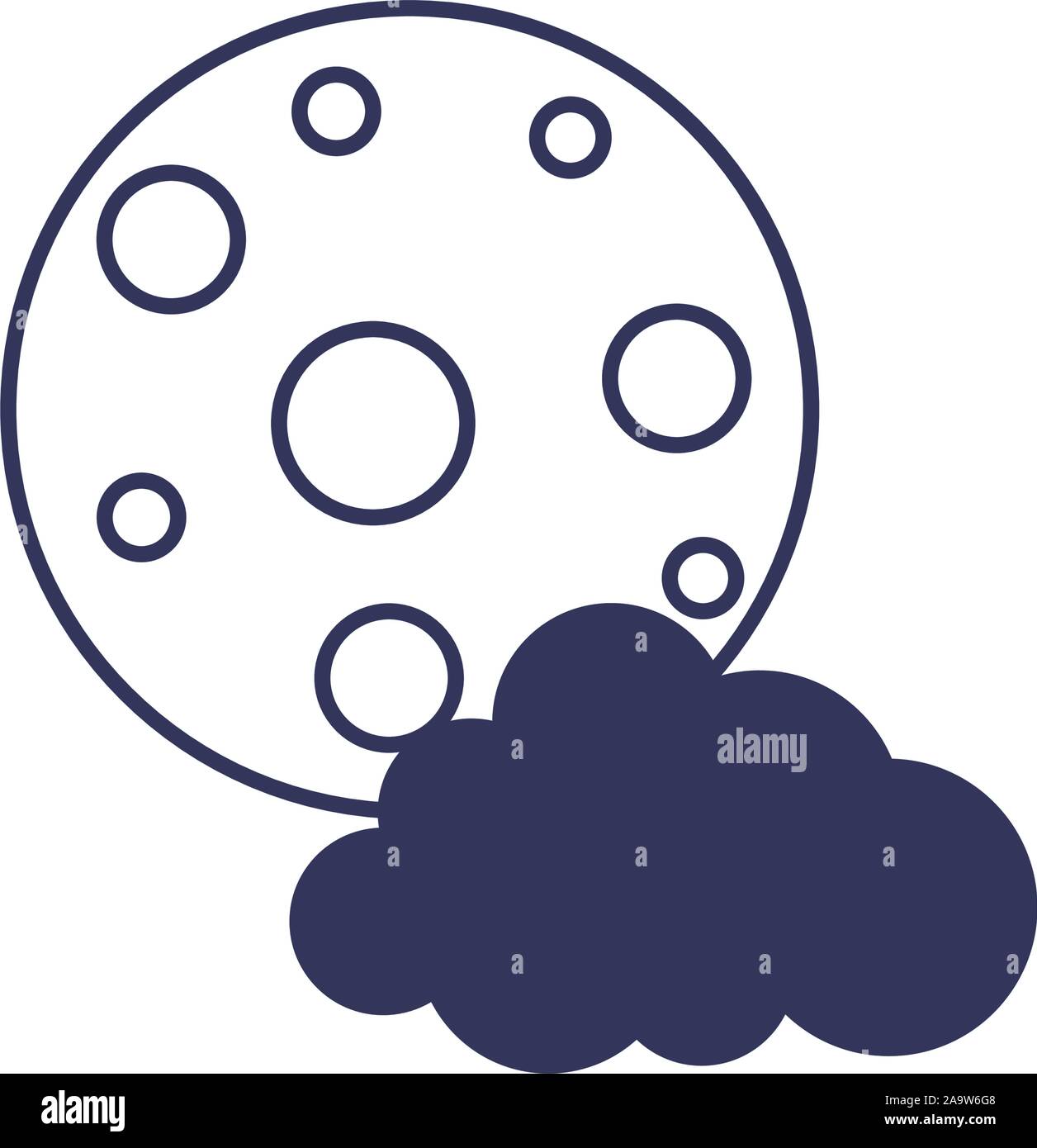 moon cloud weather astrology line image vector illustration Stock ...