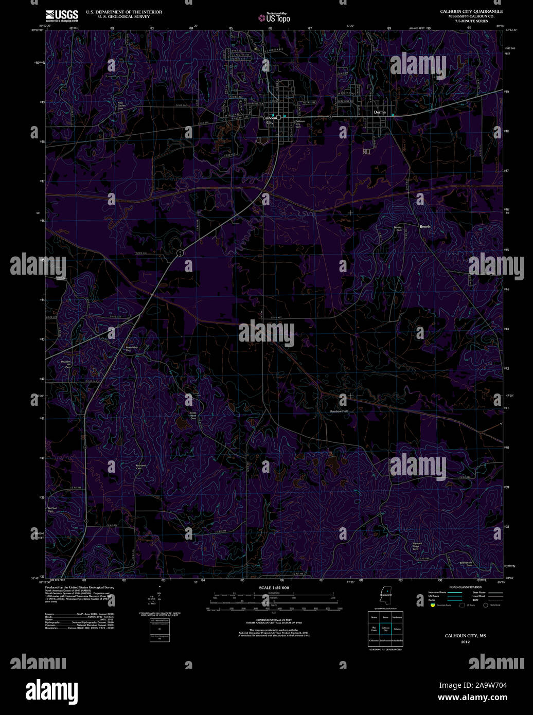 Calhoun city mississippi map hires stock photography and images Alamy