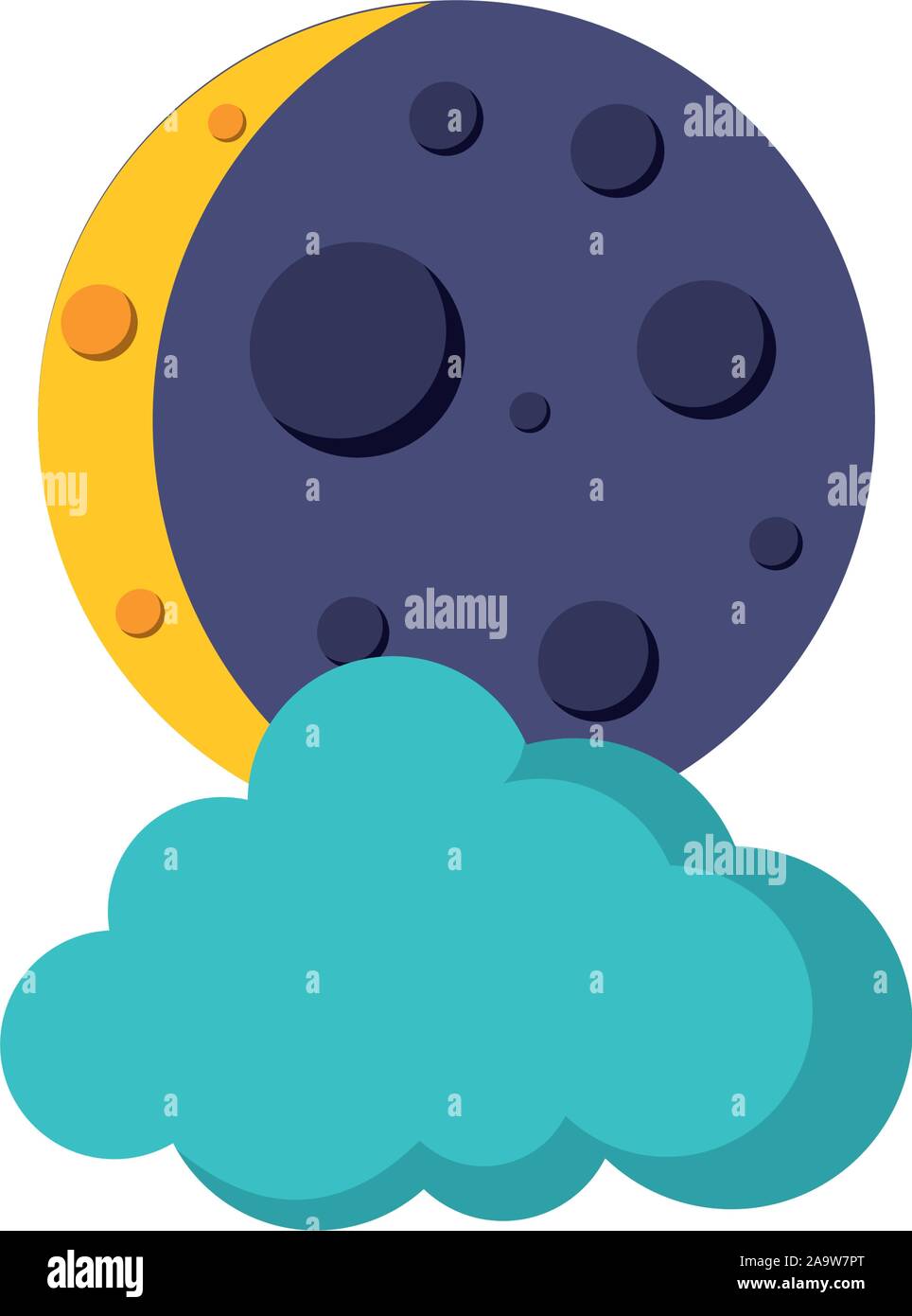moon cloud weather astrology flat icon image vector illustration Stock ...