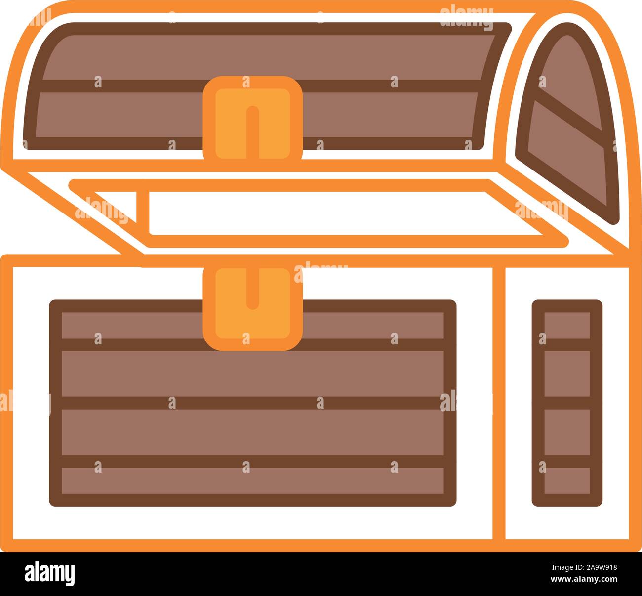 wooden chest fantasy line fill style vector illustration Stock Vector ...