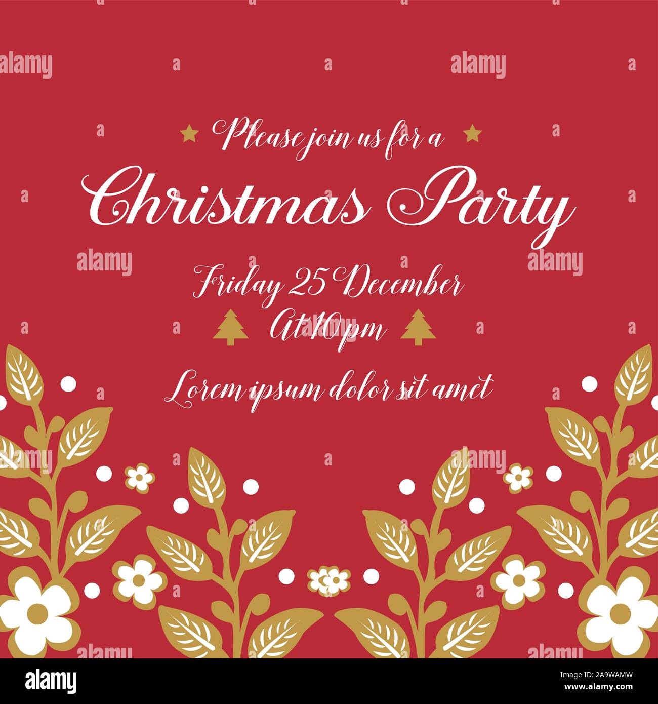 Invitation card for christmas party, with graphic flower frame. Vector ...