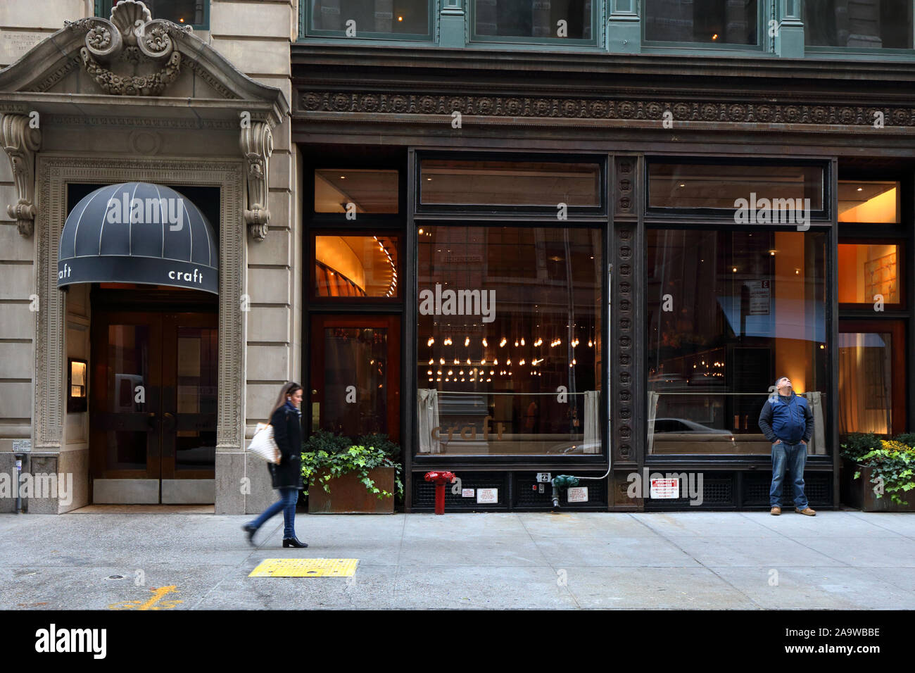 Craft, 43 East 19th Street, New York, NY. exterior storefront of a farm to table fine dining restaurant in the Flatiron district in Manhattan Stock Photo