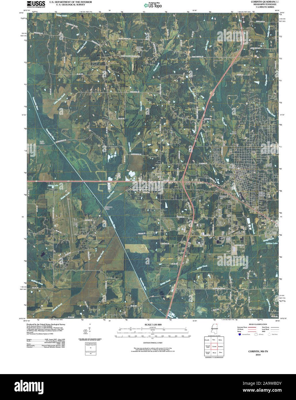 Corinth mississippi map Cut Out Stock Images & Pictures - Alamy