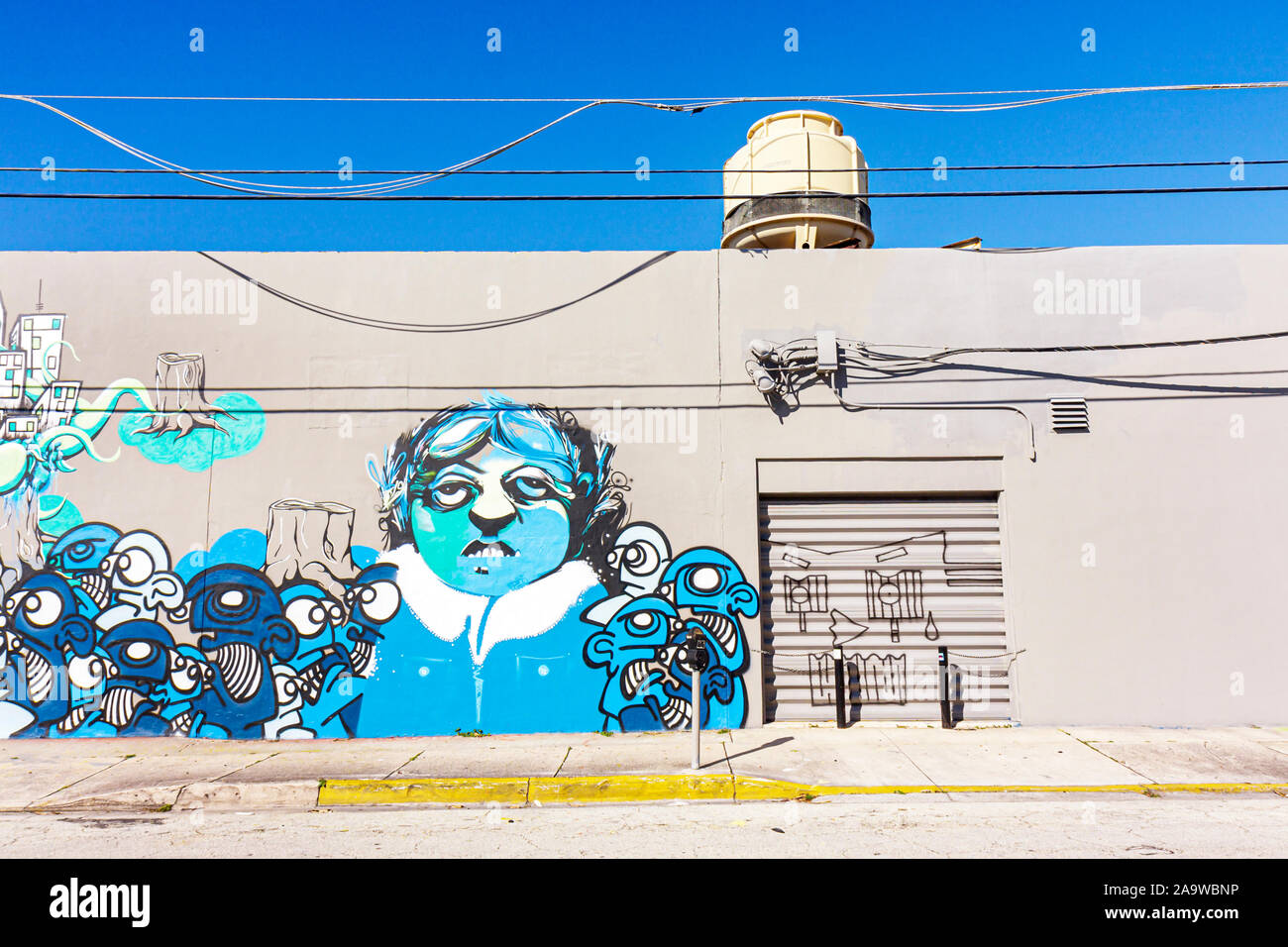 Miami Florida,Wynwood Art District,Design District,mural,art,painting,warehouse,wall,urban,FL100123030 Stock Photo