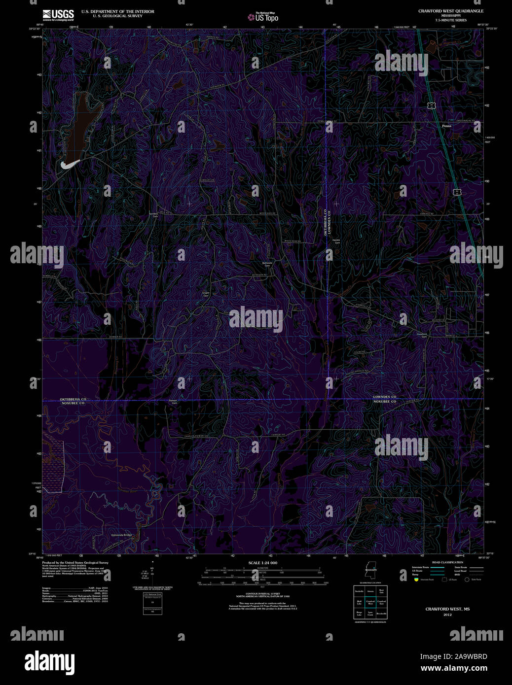 Map of crawford mississippi hires stock photography and images Alamy