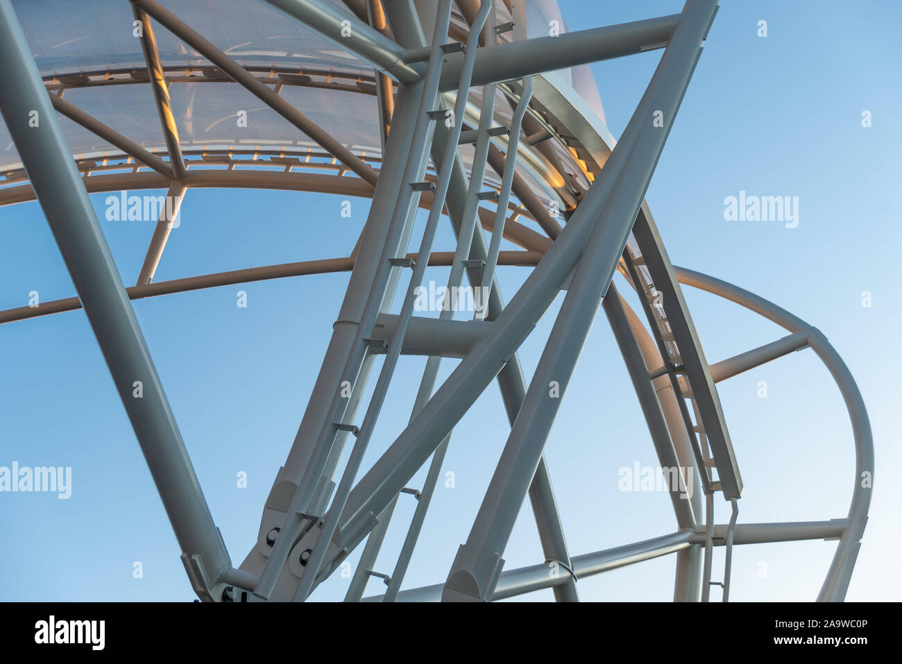 Detail of structural steel canopy with translucent ETFE panels at Hartsfield-Jackson Atlanta International Airport's domestic terminal. (USA) Stock Photo