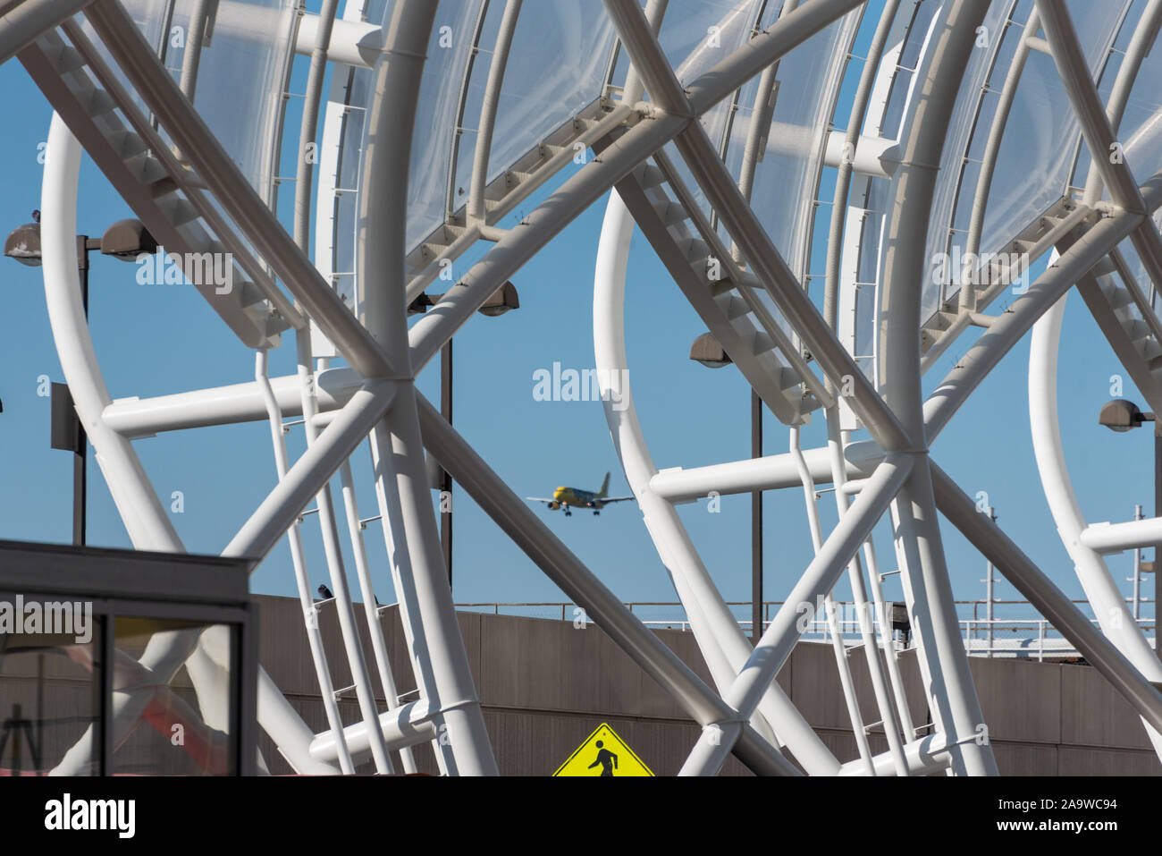 Structural steel canopy at Hartsfield-Jackson Atlanta International Airport. (USA) Stock Photo