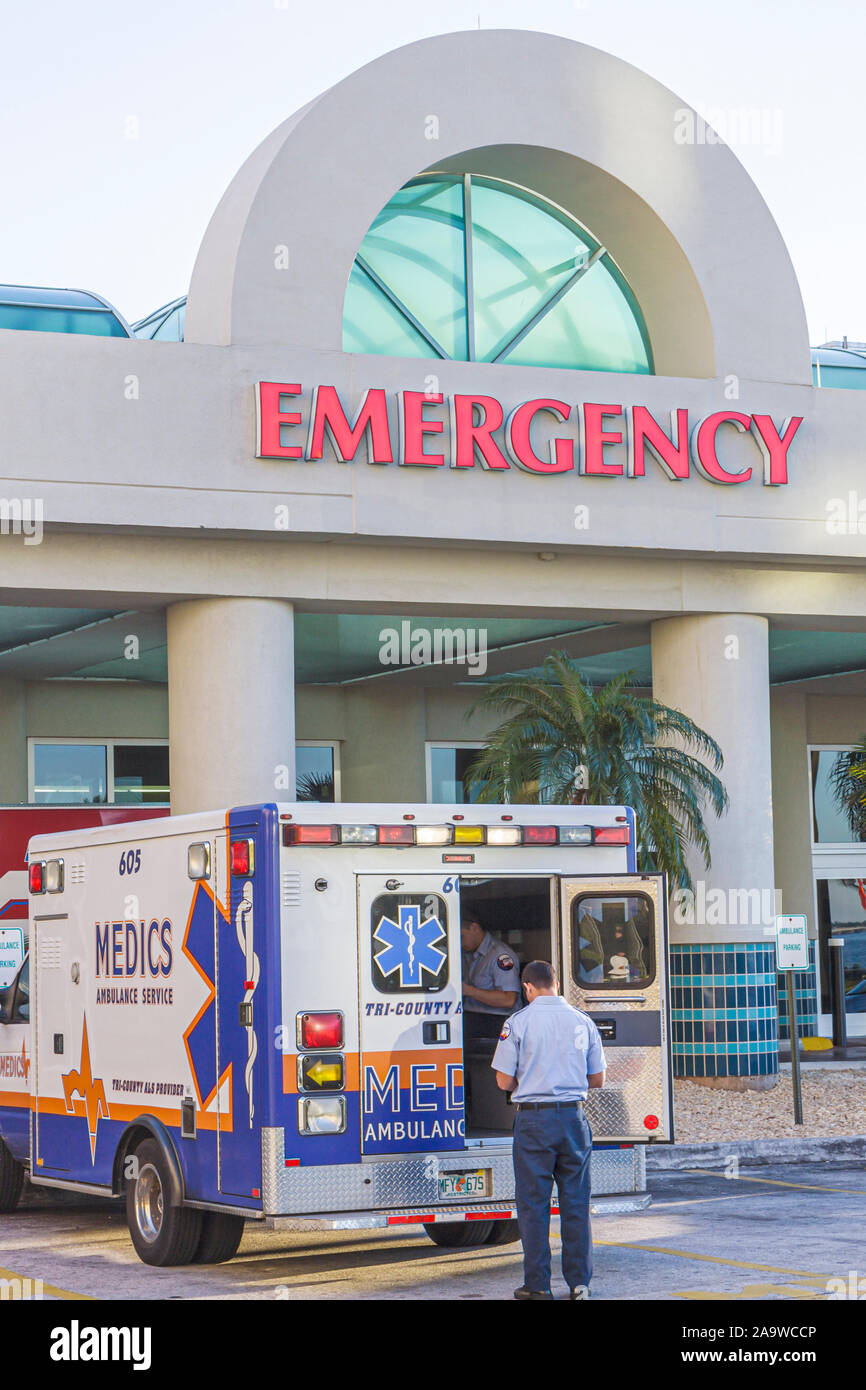 Miami Beach Florida,Mt. Mount Sinai Medical Center,hospital,healthcare,emergency room,entrance,front,ambulance,FL100207018 Stock Photo
