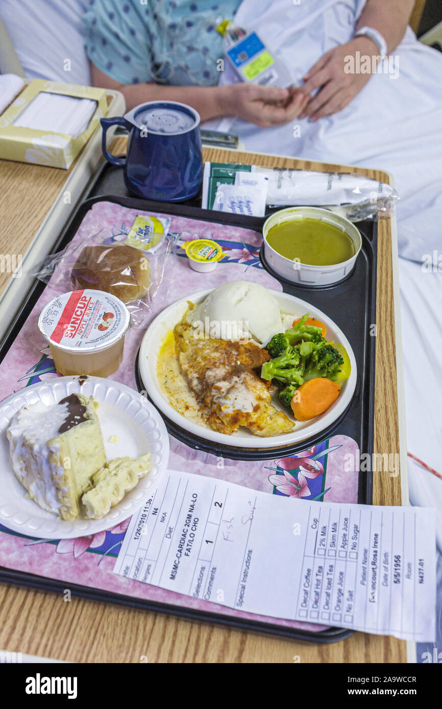 Miami Beach Florida,Mt. Mount Sinai Medical Center,hospital,healthcare,patient private room,food,tray,list,FL100207020 Stock Photo
