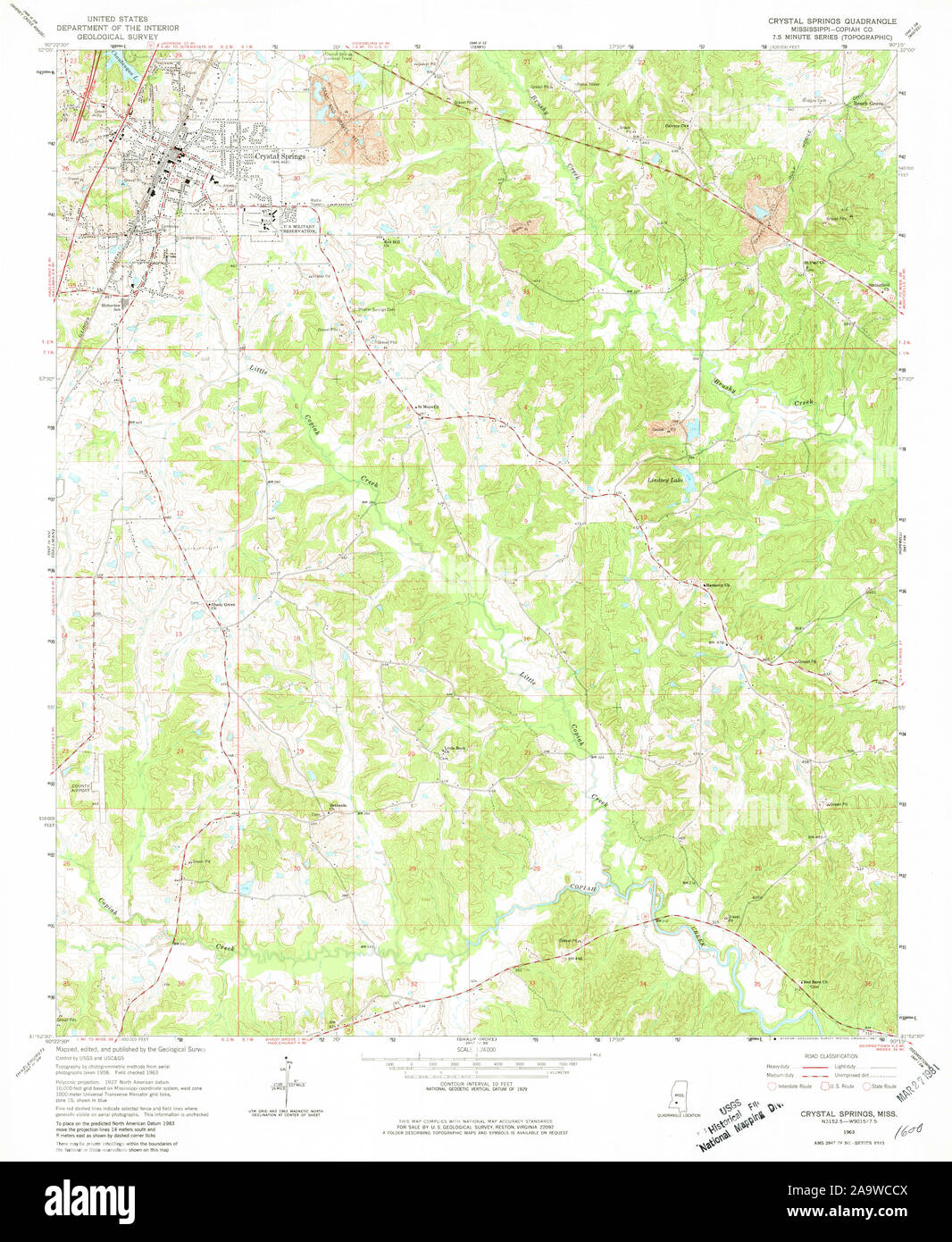 Map of crystal springs hi res stock - Usgs Topo Map Mississippi Ms Crystal Springs 335534 1963 24000 Restoration 2A9WCCX 