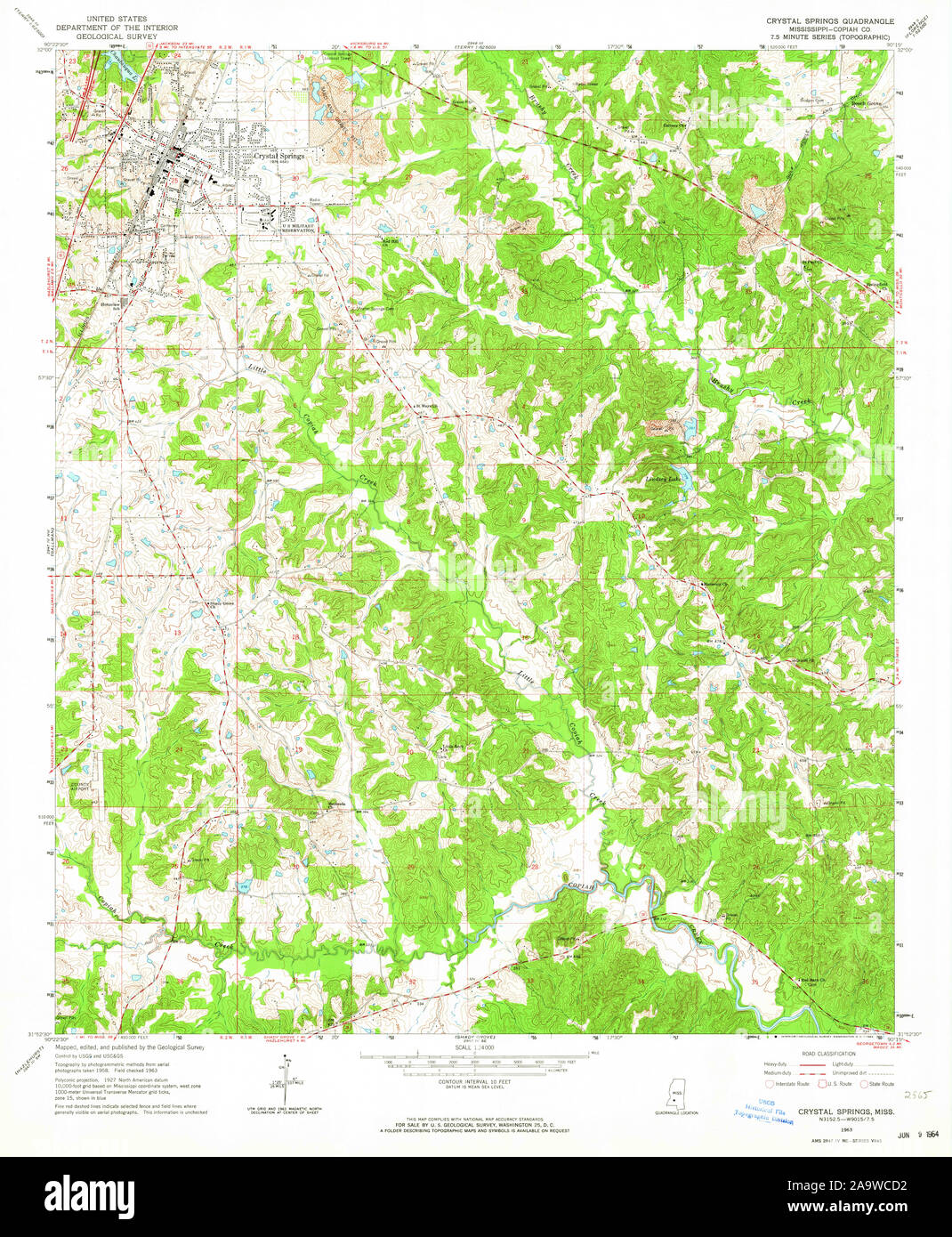 Map of crystal springs hi res stock - Usgs Topo Map Mississippi Ms Crystal Springs 335533 1963 24000 Restoration 2A9WCD2 