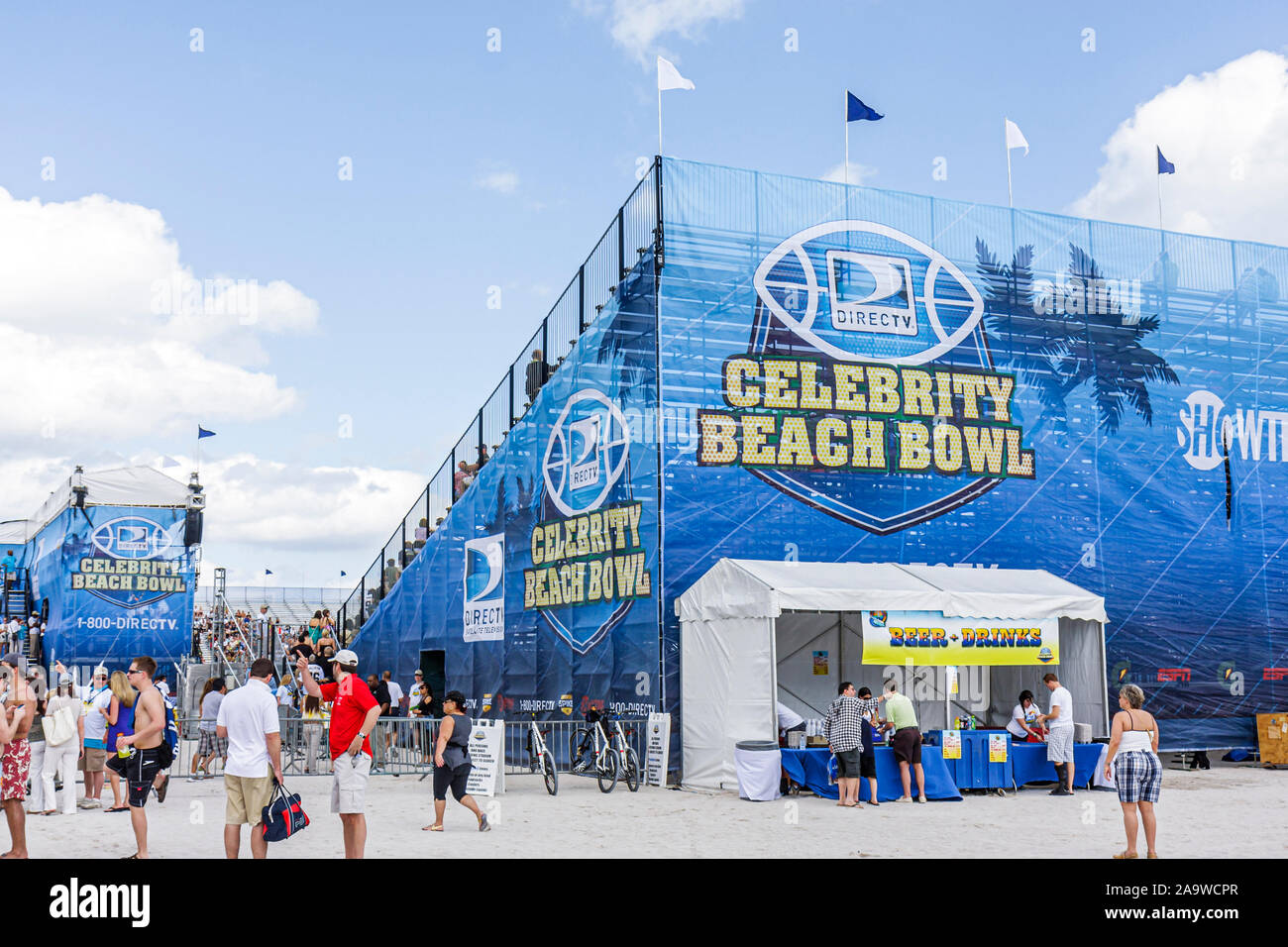 Miami Beach Florida,Super Bowl XLIV Week,NFL,football,product marketing,temporary stadium,FL100207147 Stock Photo