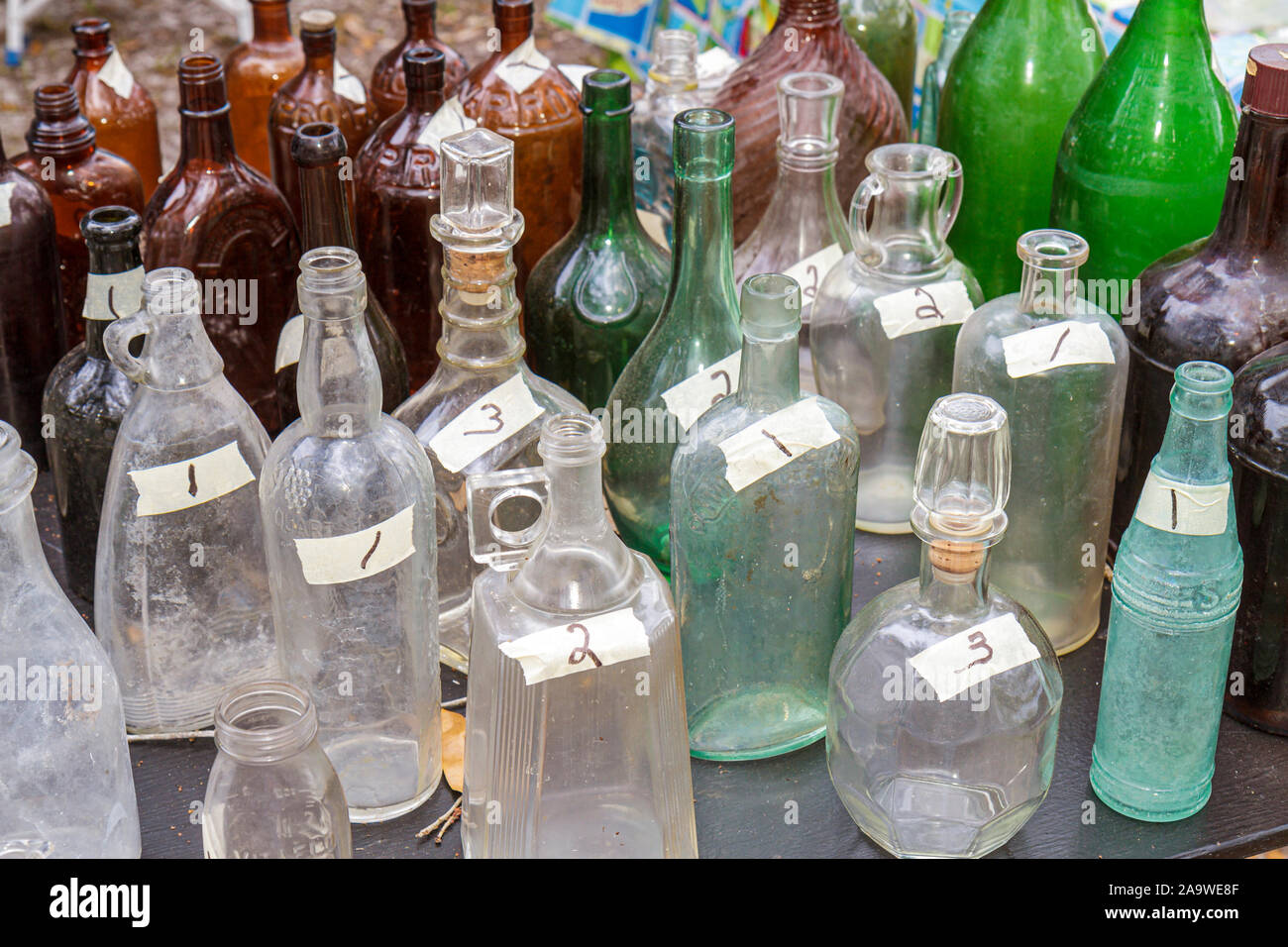 Estero Fort Ft. Myers Florida,Koreshan State historic Park,Antique Engine Show,bottles,collectibles,FL100322082 Stock Photo