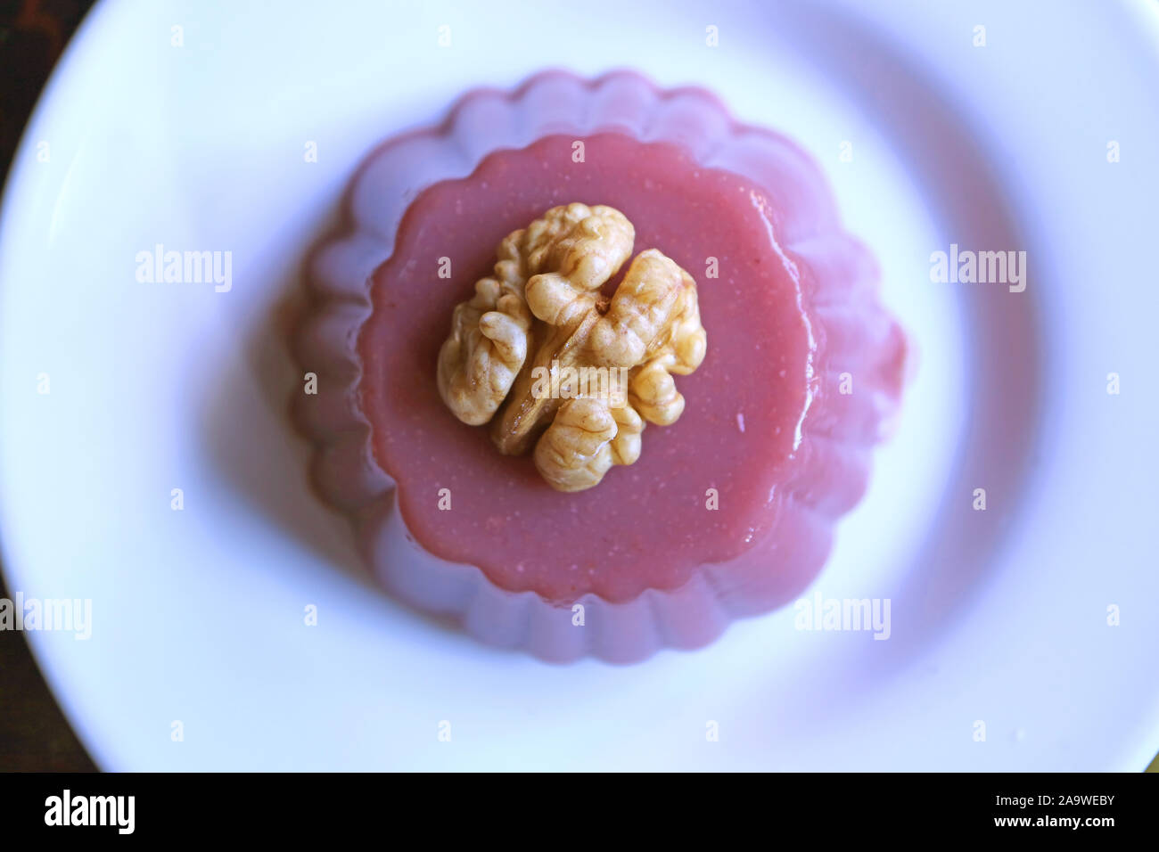 Top view of Pelamushi, a tasty Georgian dessert made from condensed grape juice, sugar, and flour Stock Photo