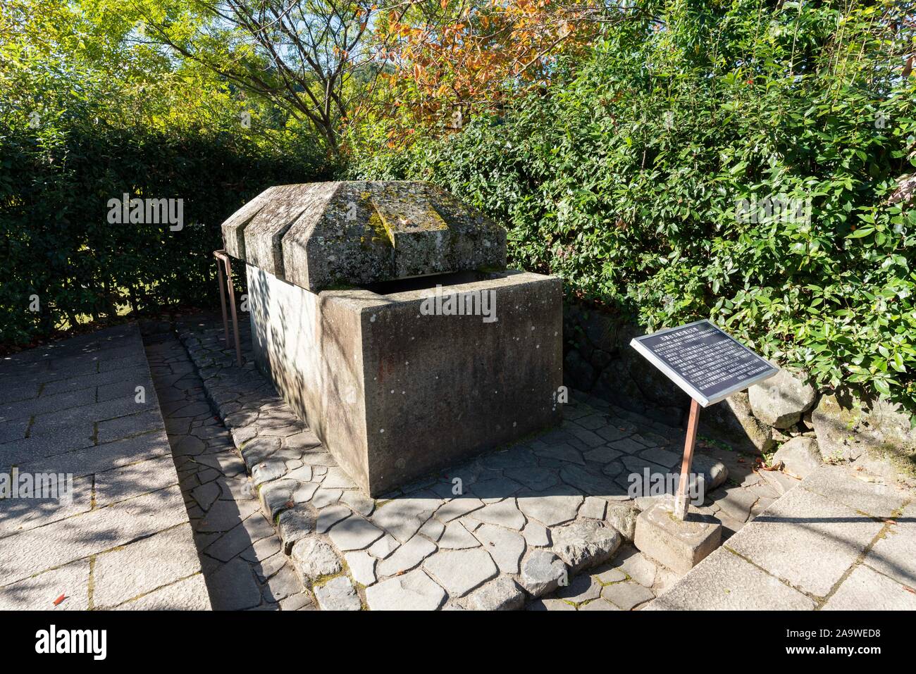 Restored stone coffin of Ishibutai Kofun, Asuka Village, Nara