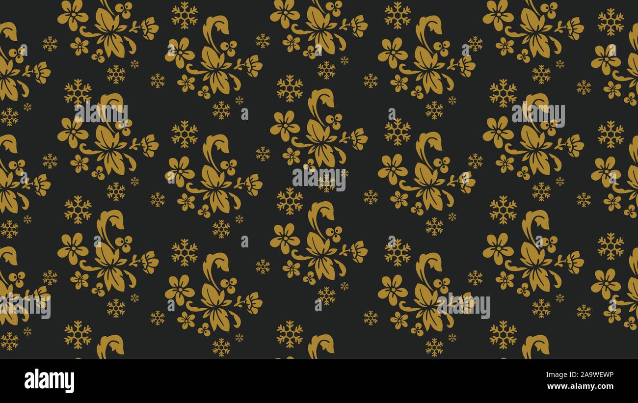Seamless gold floral pattern with black background Stock Vector Image ...
