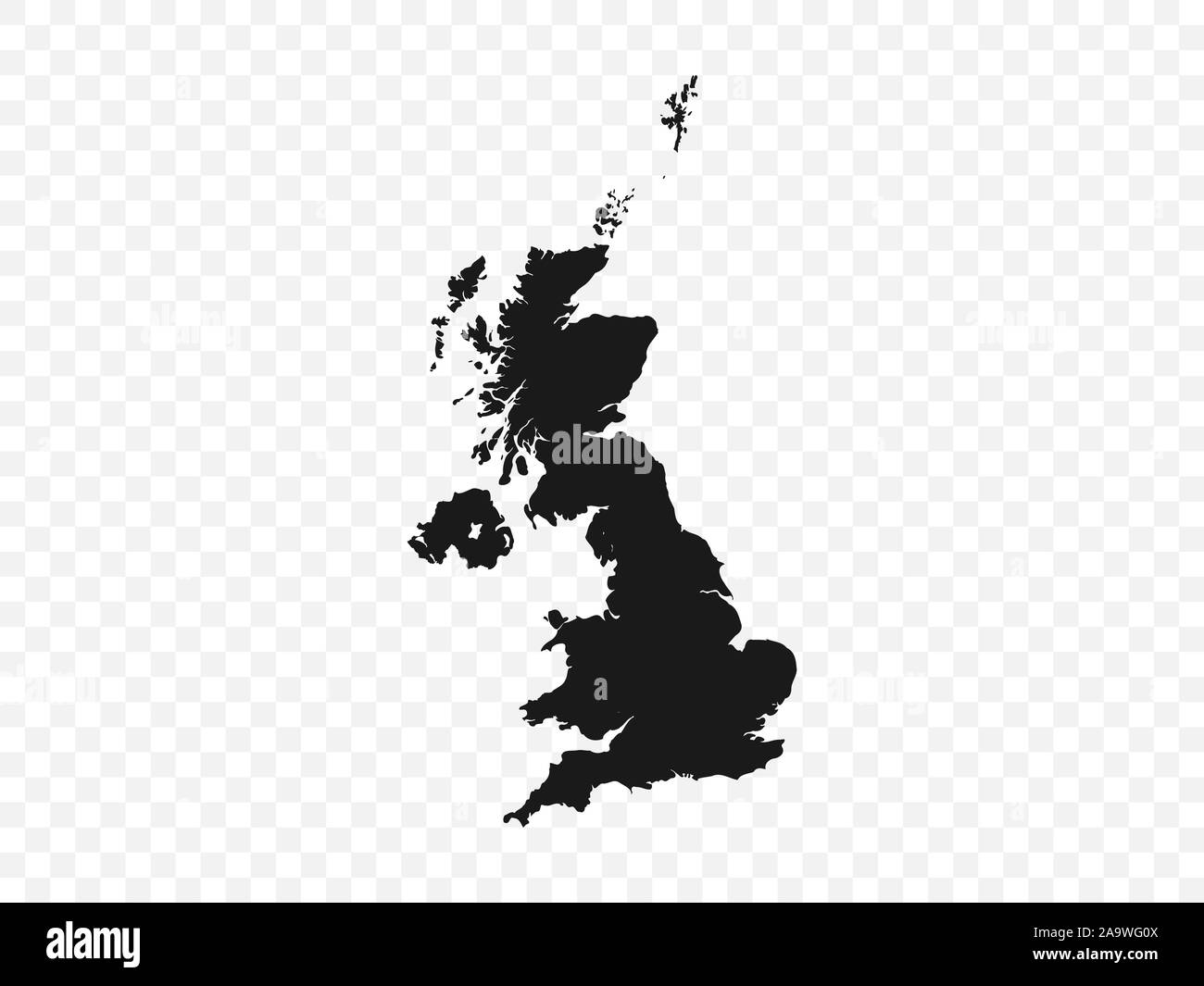 United Kingdom map on transparent background. Vector illustration. Stock Vector