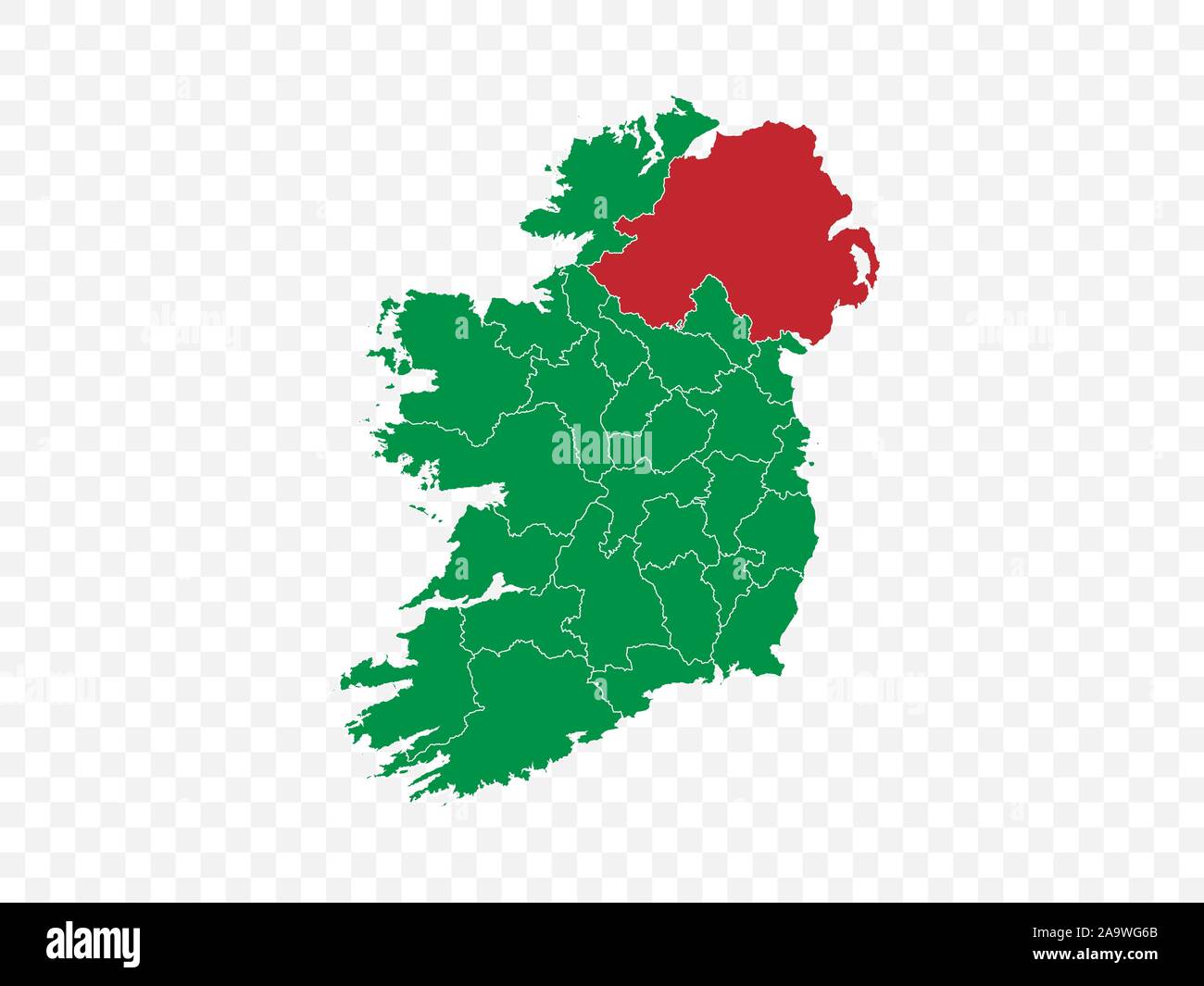 Ireland map on transparent background. Vector illustration. Stock Vector