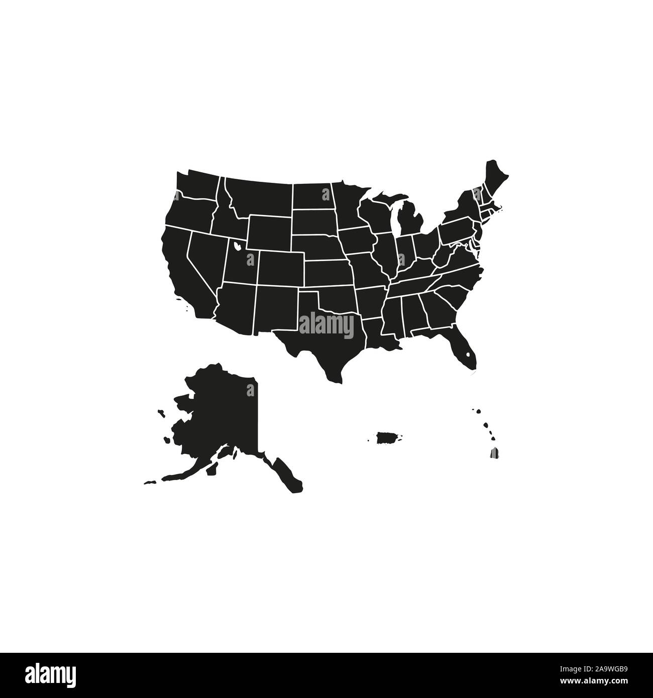 United States Map, states border map. Vector illustration. Stock Vector