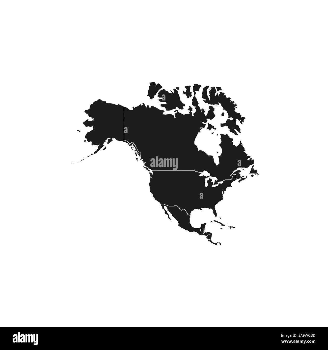 North America with country borders, vector illustration. Stock Vector