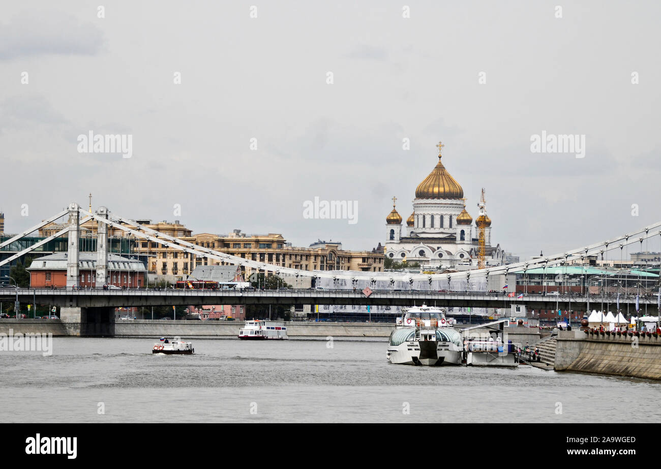 Cathedral of Christ the Savior, view from the Moskva River. Moscow, Russia Stock Photo