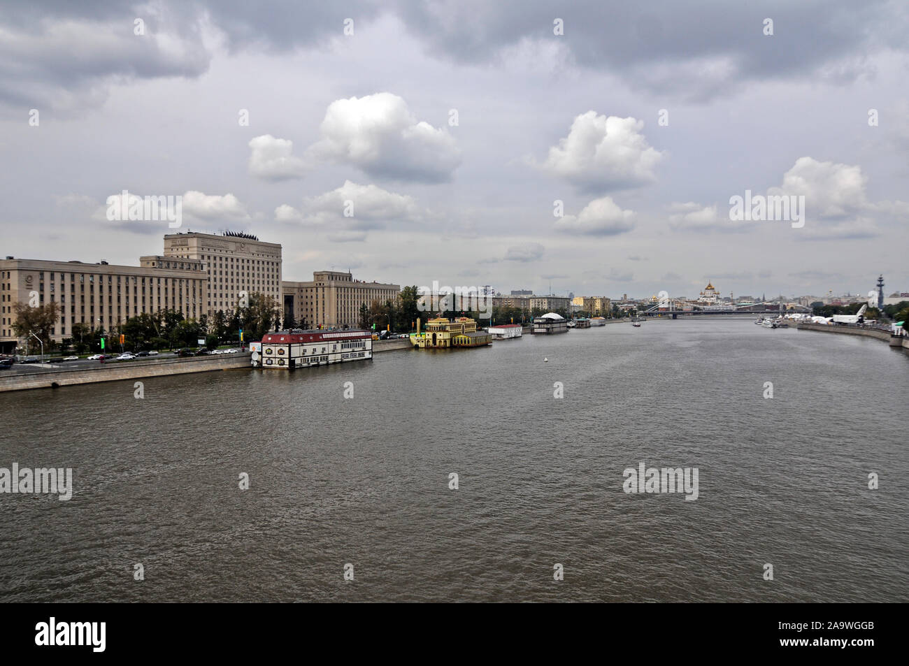 Ministry of Defence of the Russian Federation, by the Moskva River. Moscow Stock Photo