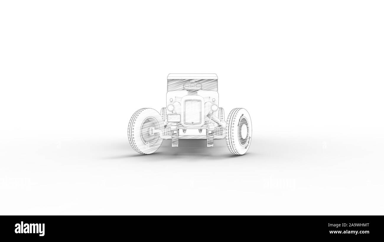 3d rendering of a hot rod isolated in a colored studio background Stock Photo