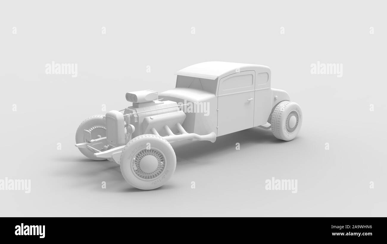 3d rendering of a hot rod isolated in a colored studio background Stock Photo