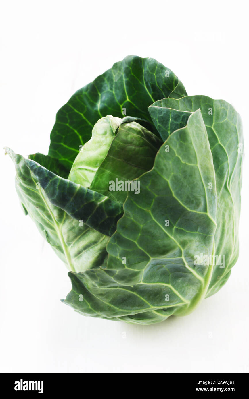 Raw Oxheart Cabbage Isolated On White Stock Photo Alamy