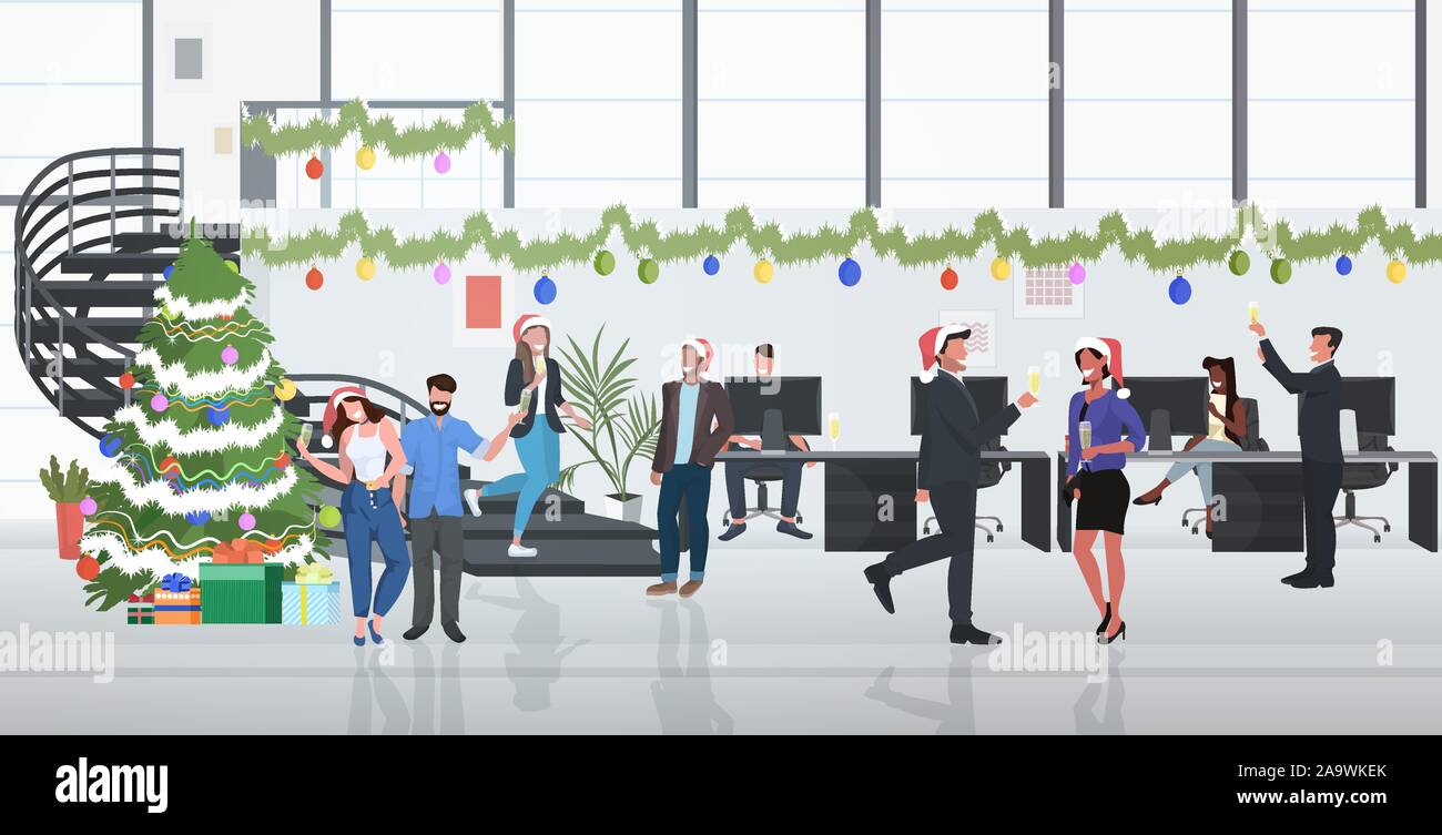 business people celebrating corporate party coworkers drinking ...