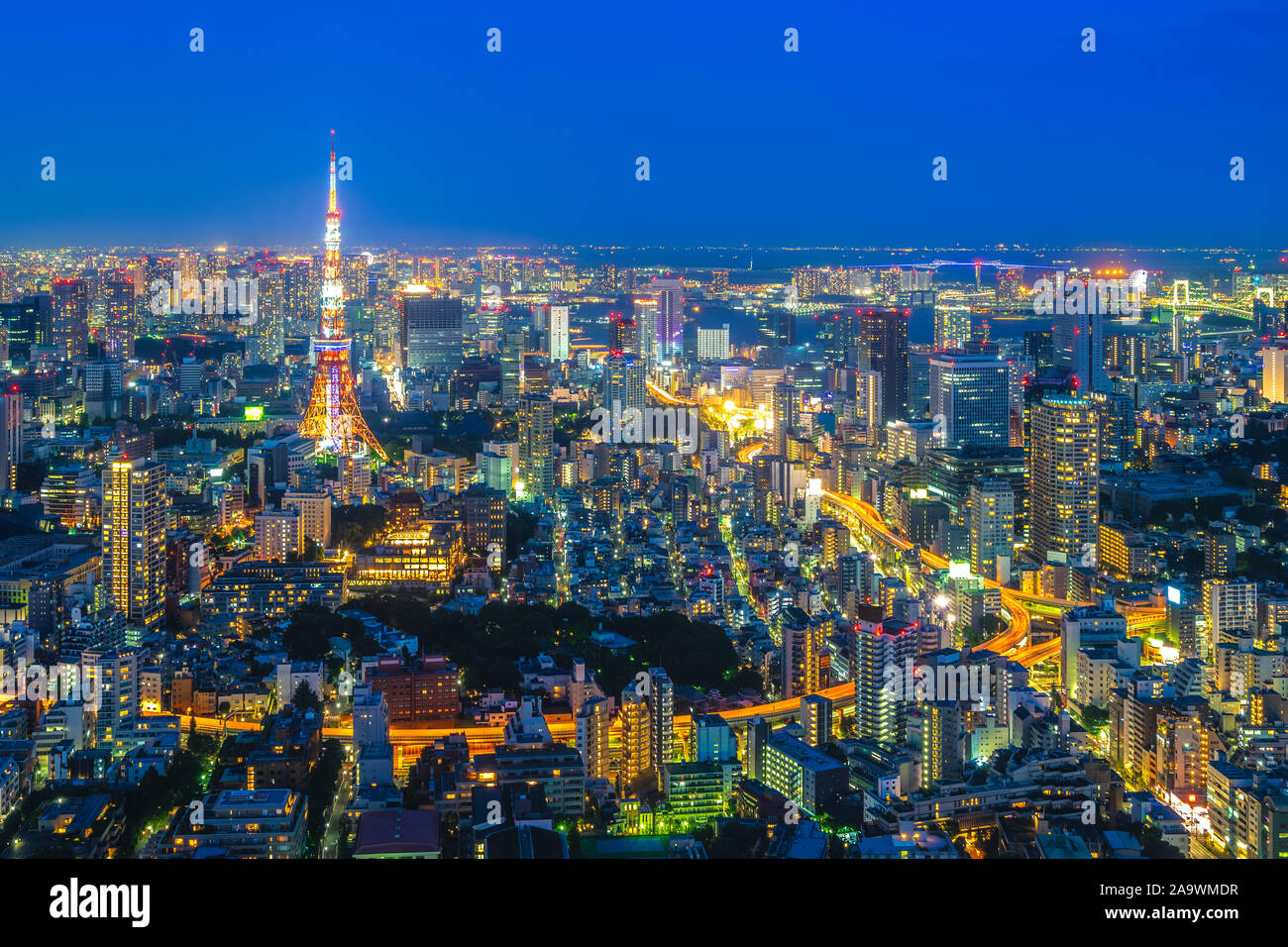 night view of Tokyo city, Japan Stock Photo