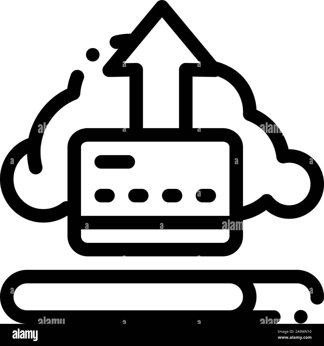 Write-Off Data Through Cloud Storage Icon Vector Outline Illustration Stock Vector