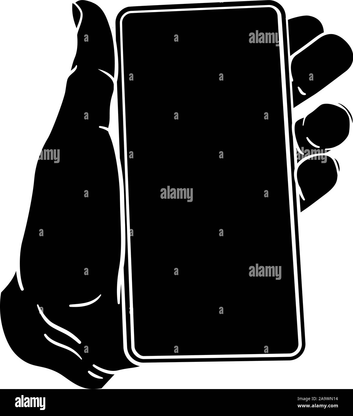 Hand Holding Mobile Phone Vintage Style Stock Vector