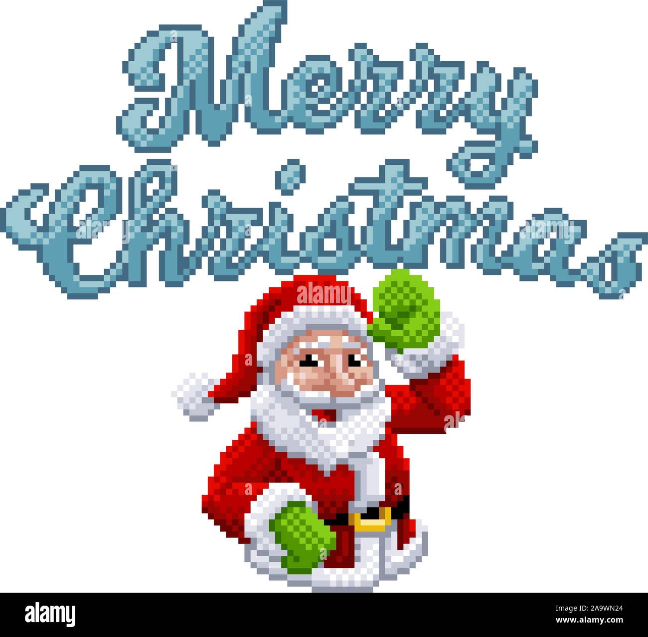 Santa Claus Marry Christmas 8 Bit Game Pixel Art Stock Vector