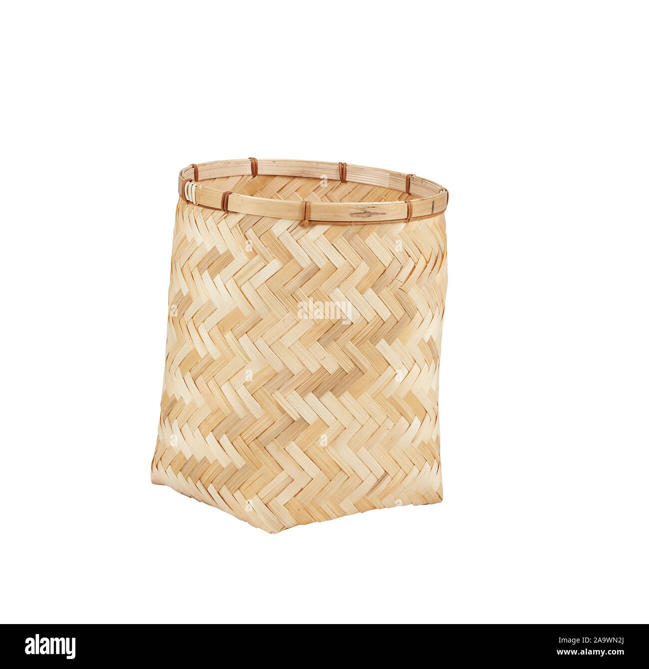 Bamboo baskets isolated on white background with clipping path Stock Photo