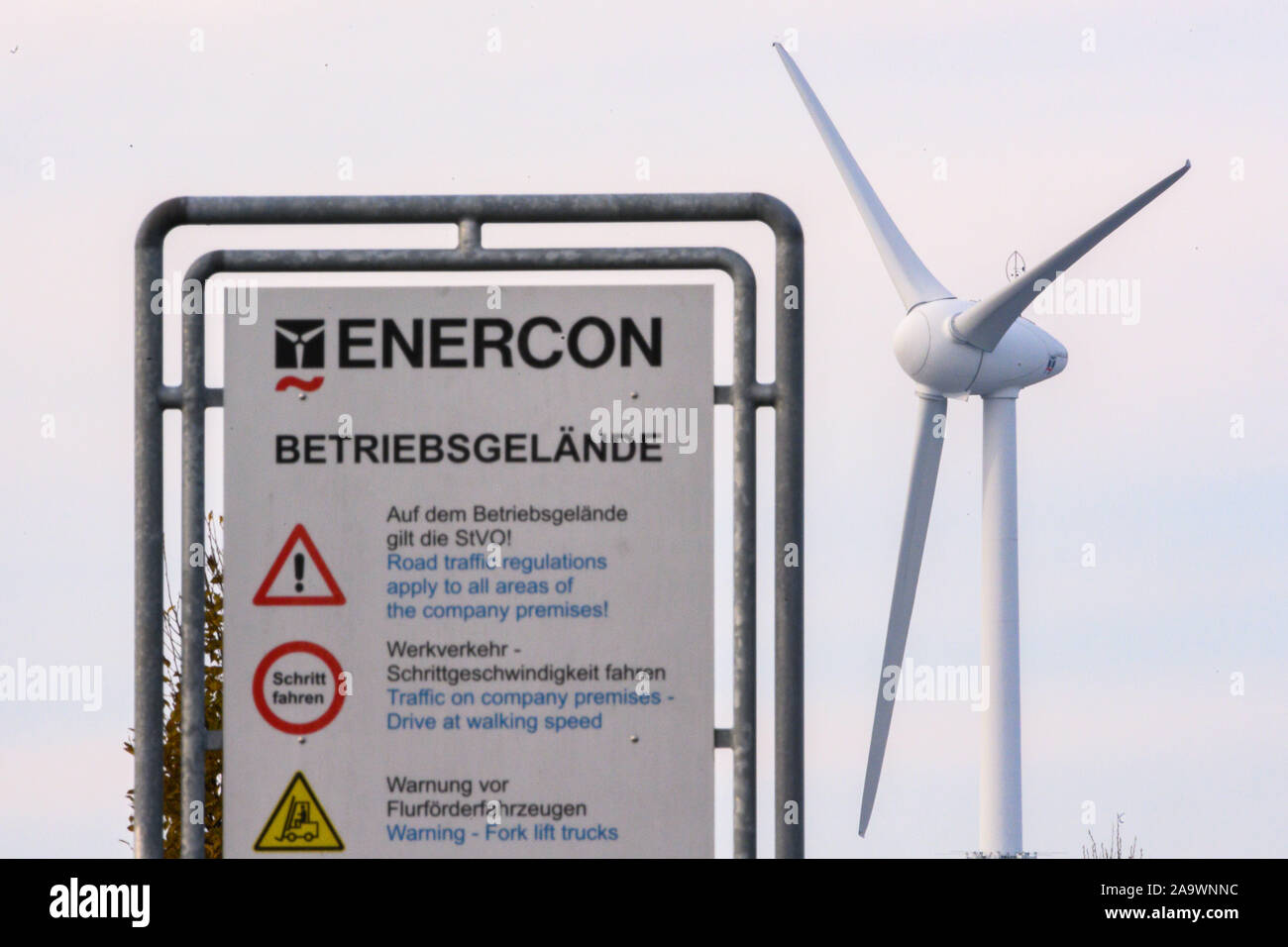 Aurich, Germany. 17th Nov, 2019. A wind turbine can be seen next to a ...